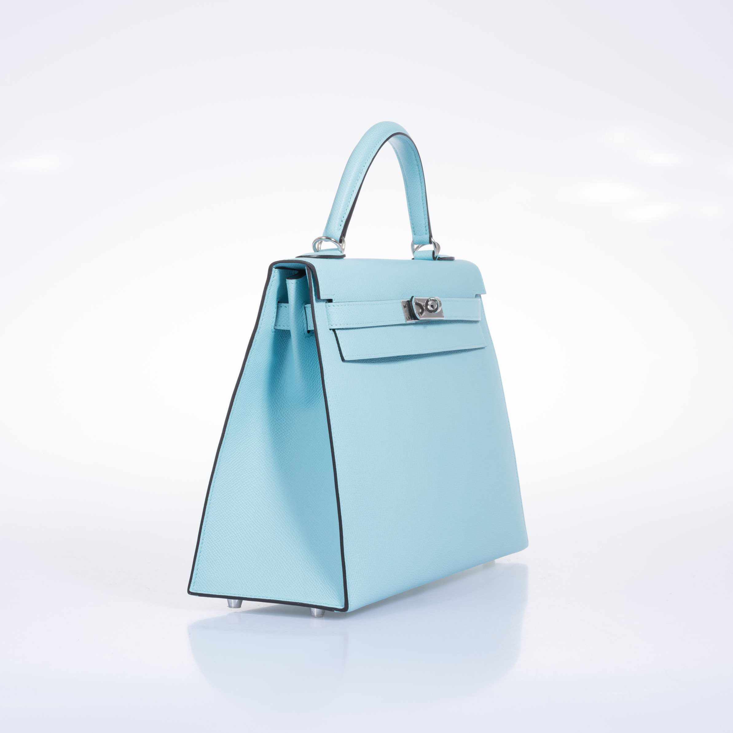 Hermès Kelly 32 Sellier Blue Atoll Epsom Palladium Hardware