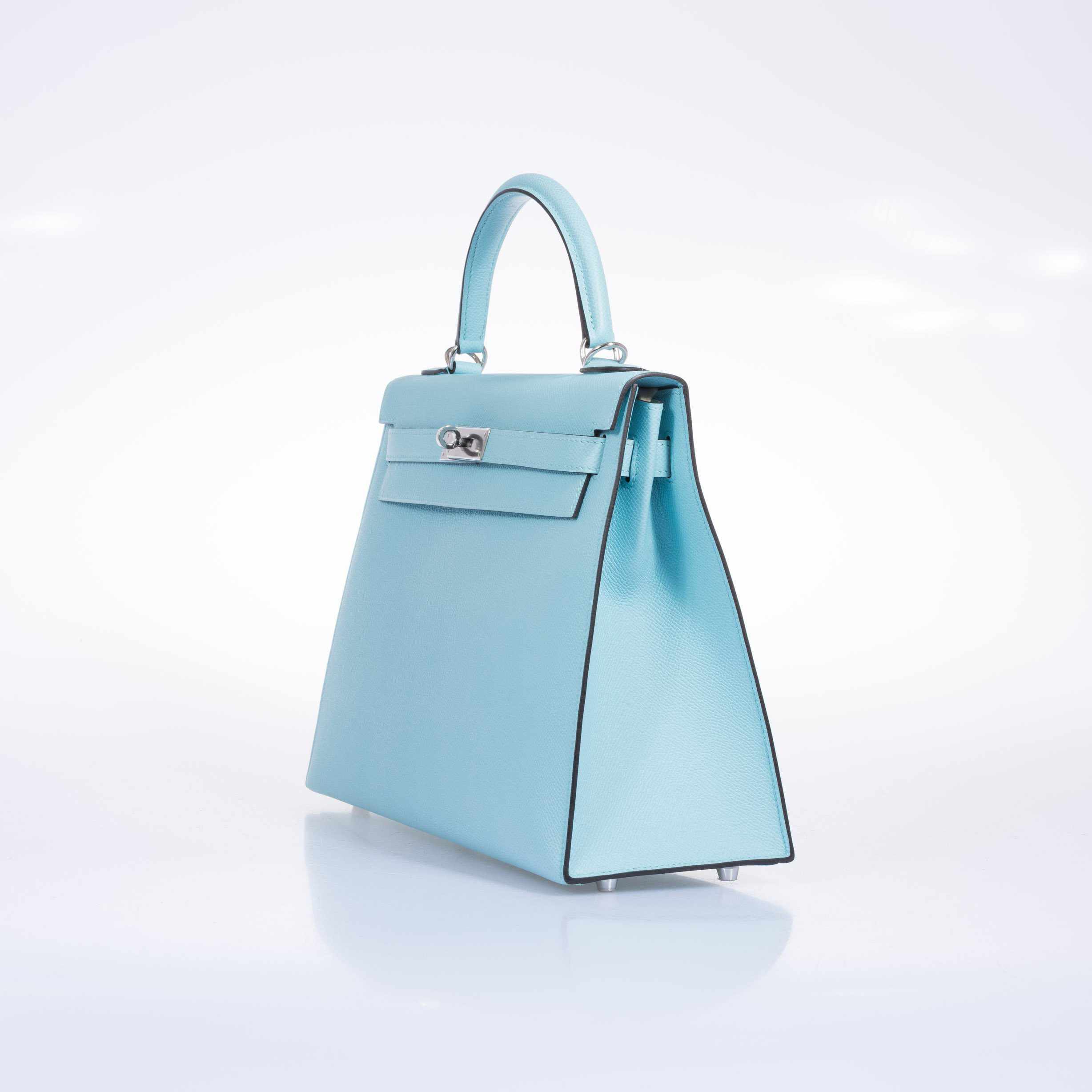 Hermès Kelly 32 Sellier Blue Atoll Epsom Palladium Hardware