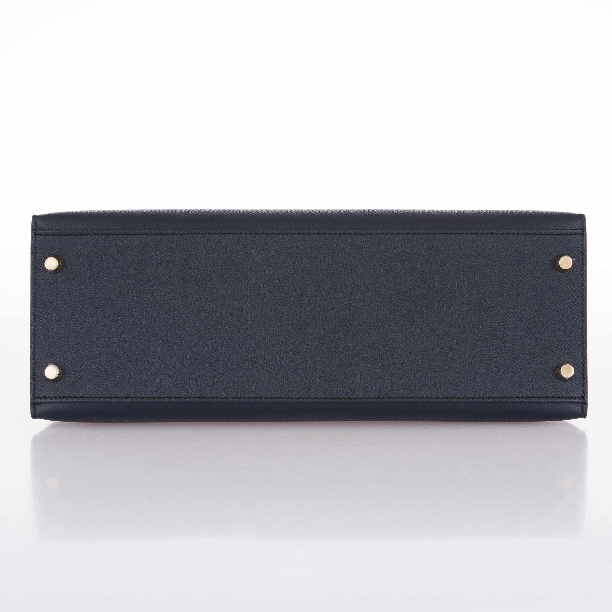 Hermès Kelly 32 Sellier Contour Blue Indigo Epsom Gold Hardware