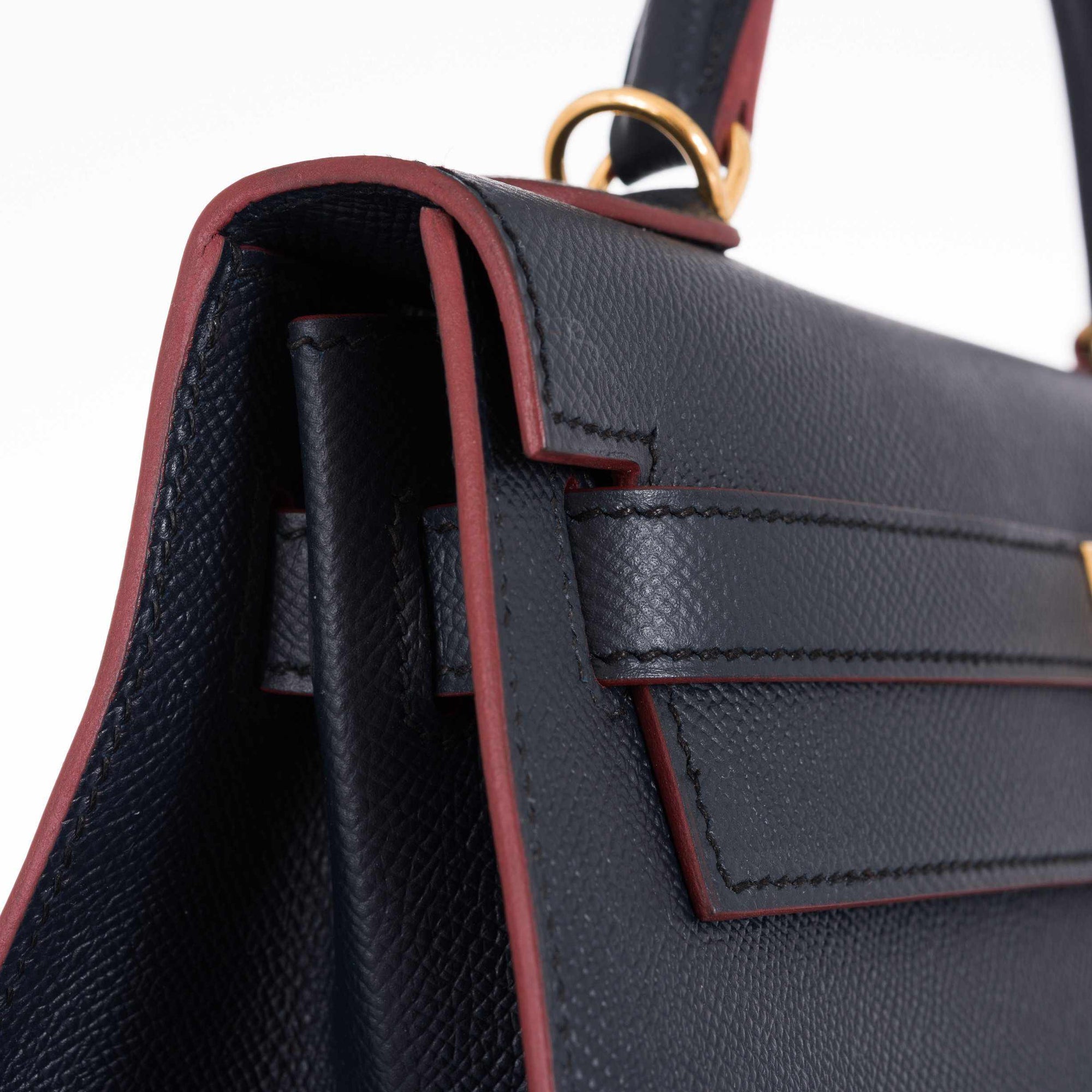 Hermès Kelly 32 Sellier Contour Blue Indigo Epsom Gold Hardware