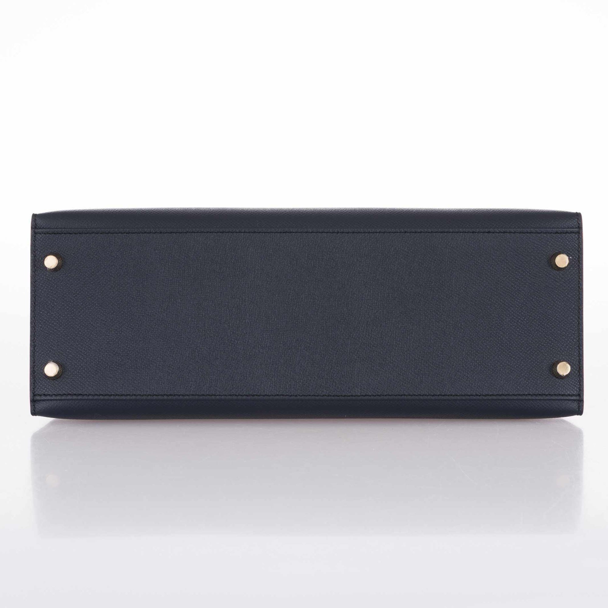Hermès Kelly 32 Sellier Contour Blue Indigo Epsom Gold Hardware