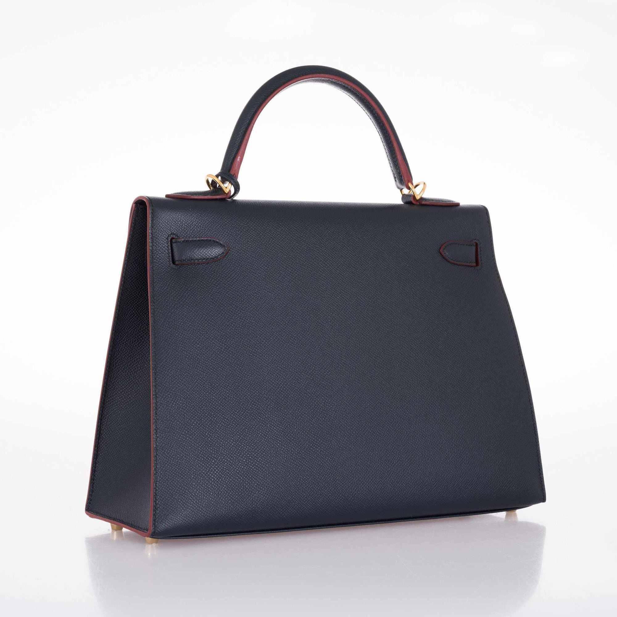 Hermès Kelly 32 Sellier Contour Blue Indigo Epsom Gold Hardware