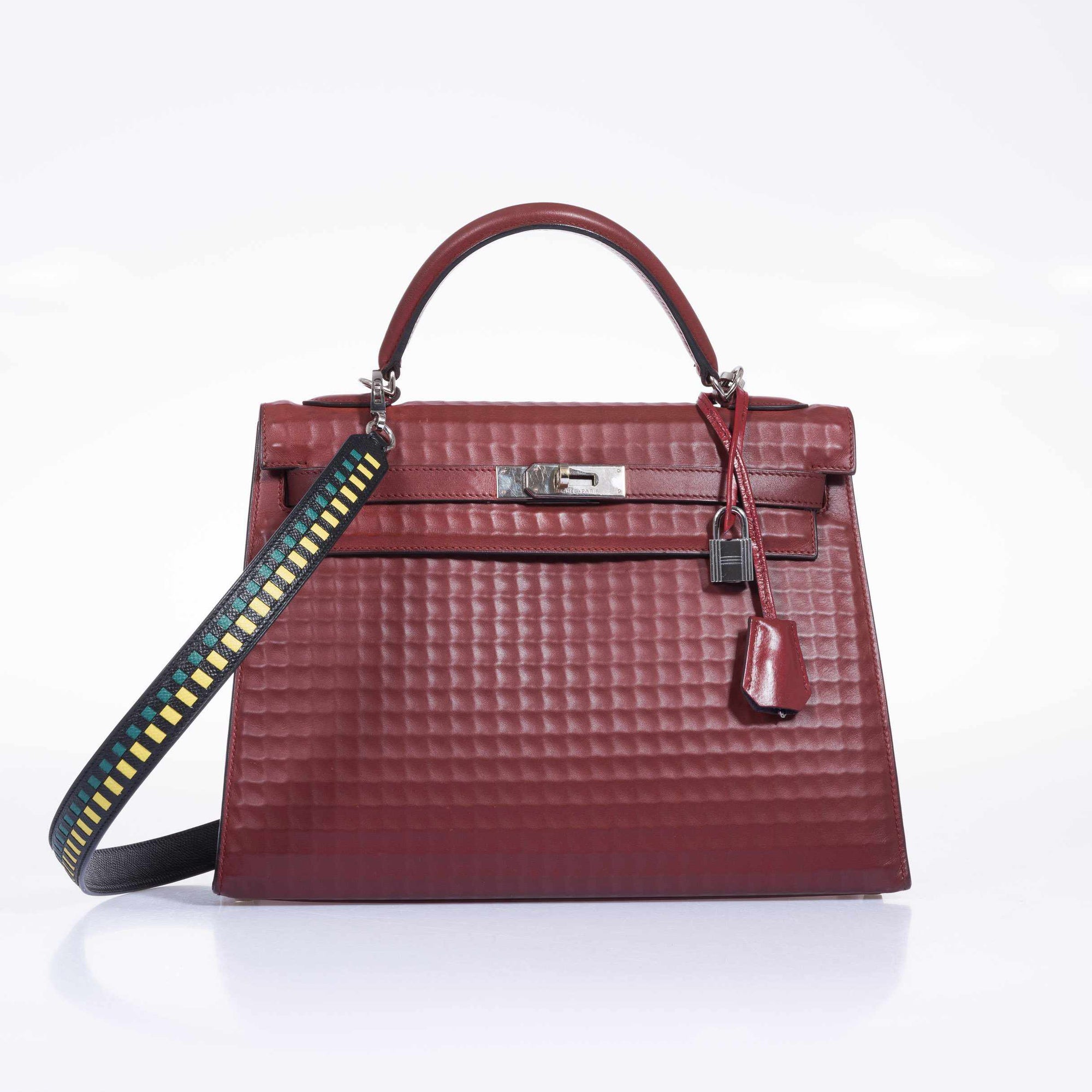 Hermès Kelly 32 Sellier Rouge H Waffle Palladium Hardware