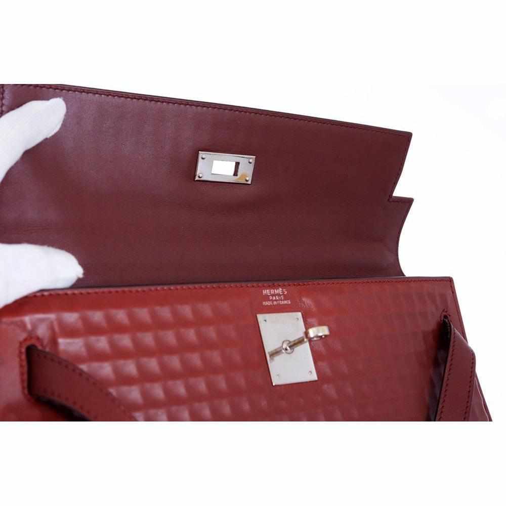 Hermès Kelly 32 Sellier Rouge H Waffle Palladium Hardware