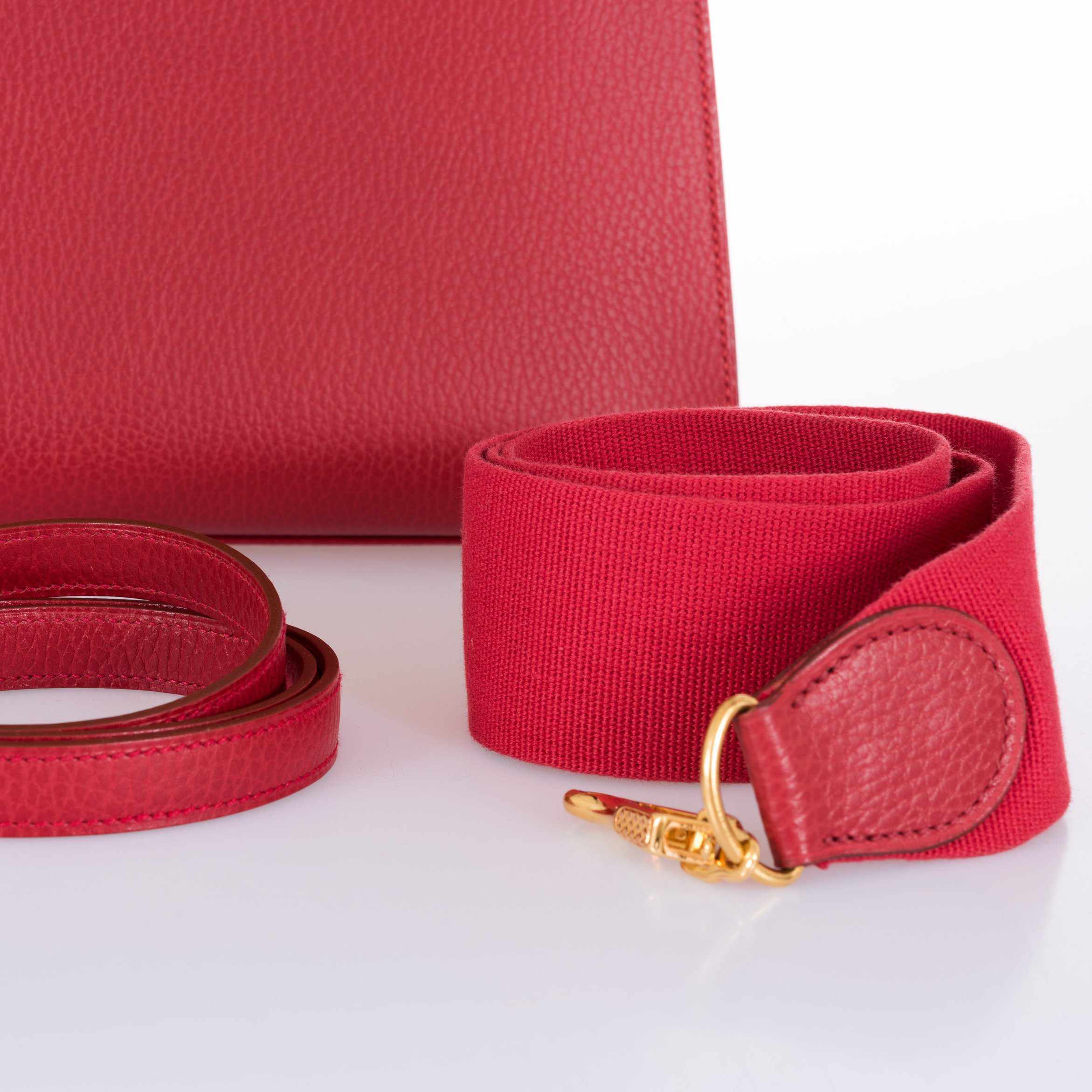 Hermès Kelly 32 Sellier Rouge Vif Ardennes Gold Hardware