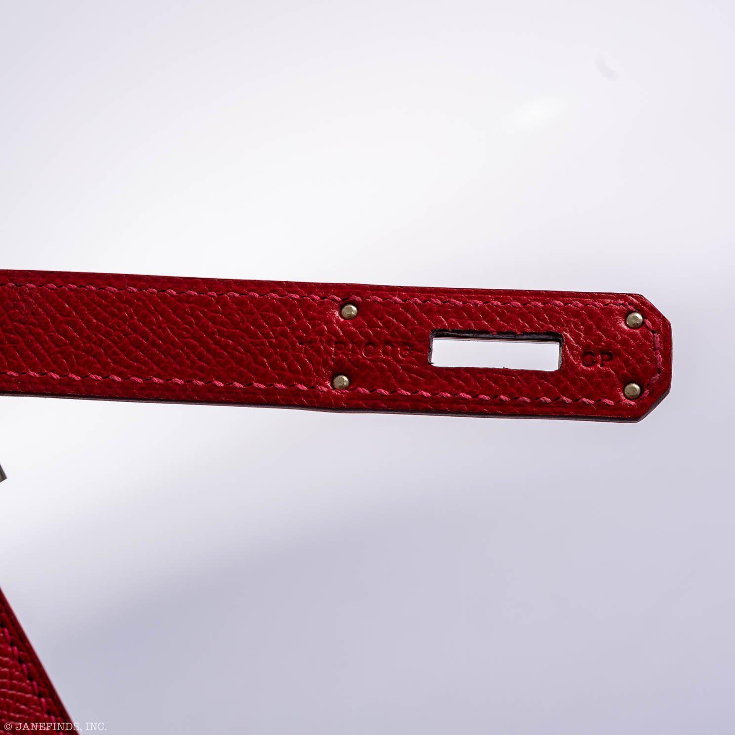 Hermès Kelly 32 Sellier Rouge Vif Epsom Leather Palladium Hardware