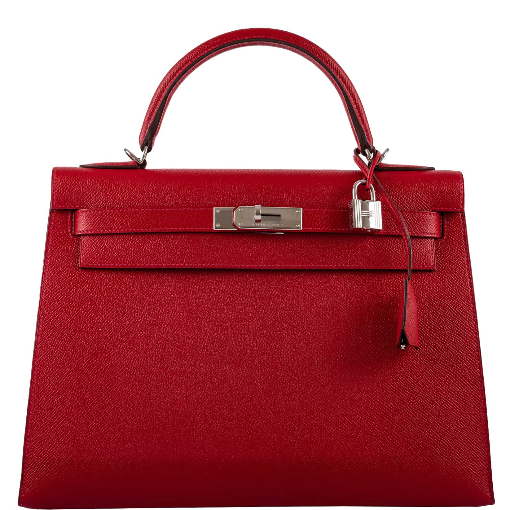 Hermès Kelly 32 Sellier Rouge Vif Epsom Leather Palladium Hardware