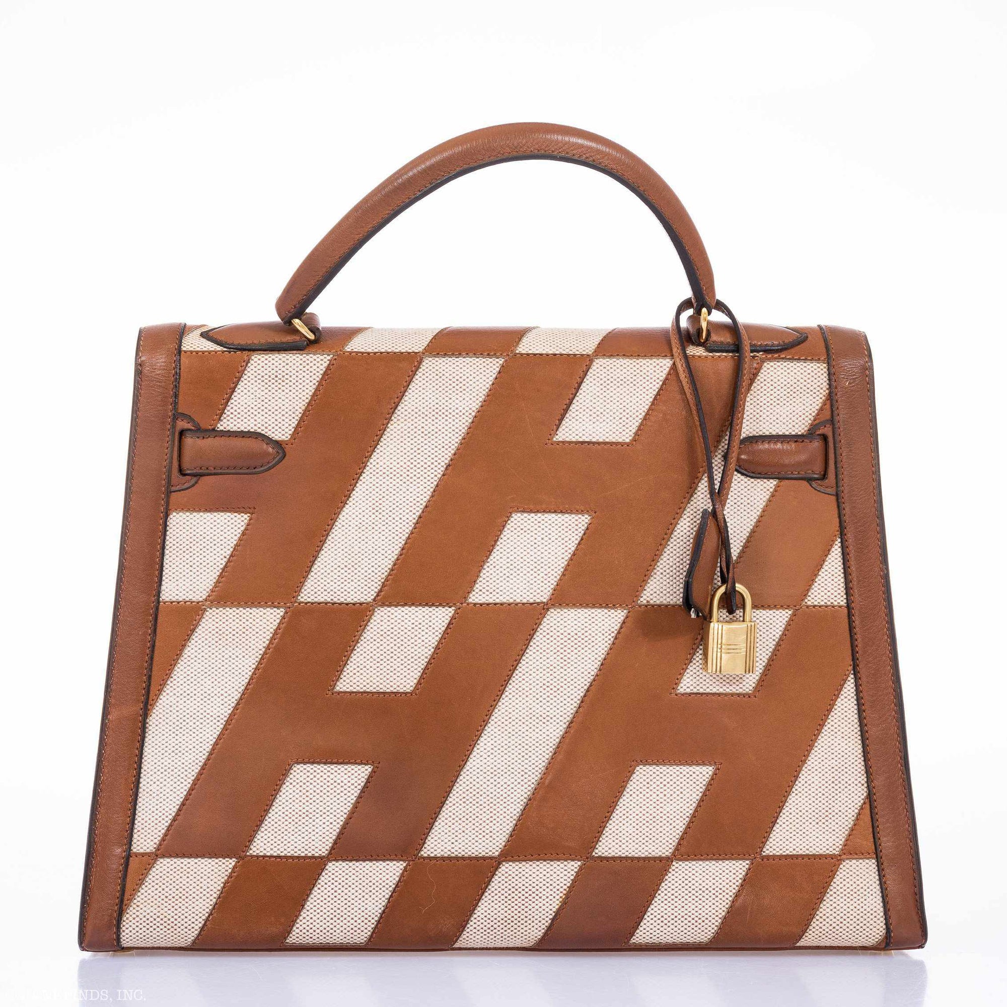 Hermès Kelly 32 Sellier "Ulysses" Gold Gulliver And Toile Gold Hardware