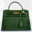 Hermès Kelly 32 Sellier Vert Emerald Lizard Kelly Gold Hardware - 1989