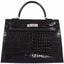 Hermès Kelly 35 Black Shiny Porosus Crocodile Palladium Hardware
