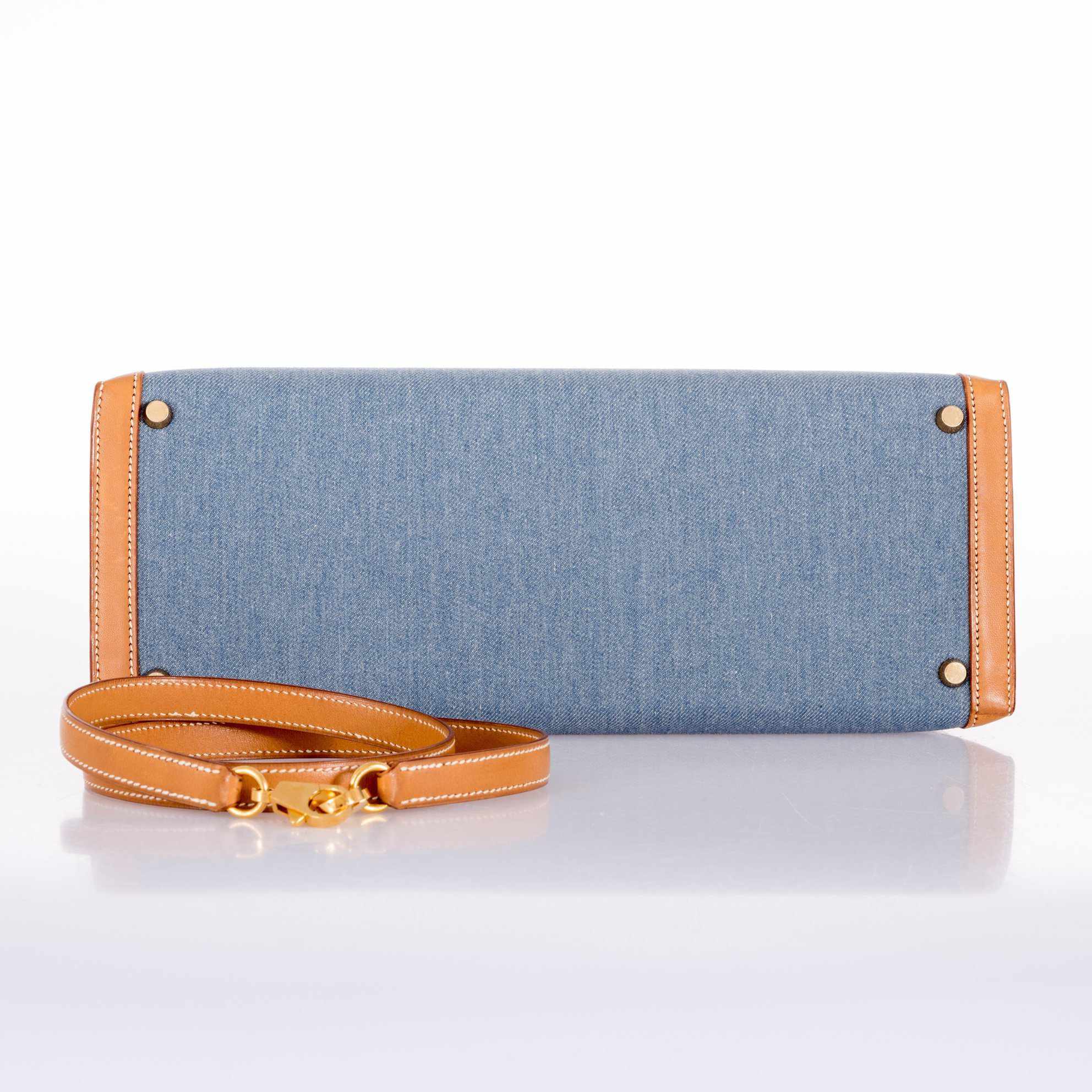 Hermès Kelly 35 Blue Denim With Barenia Gold Hardware