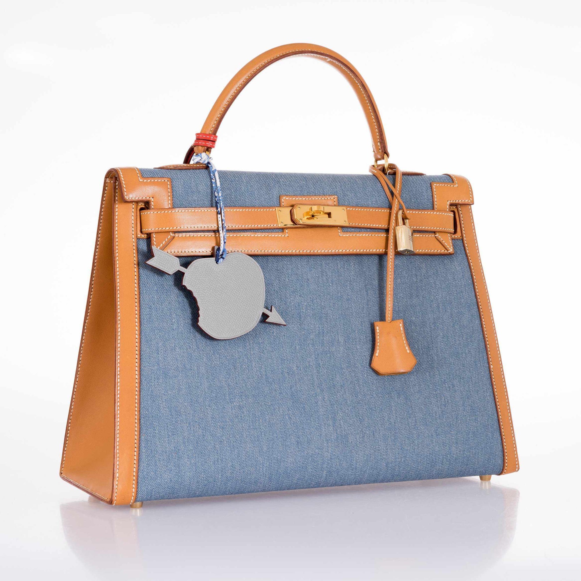 Hermès Kelly 35 Blue Denim With Barenia Gold Hardware