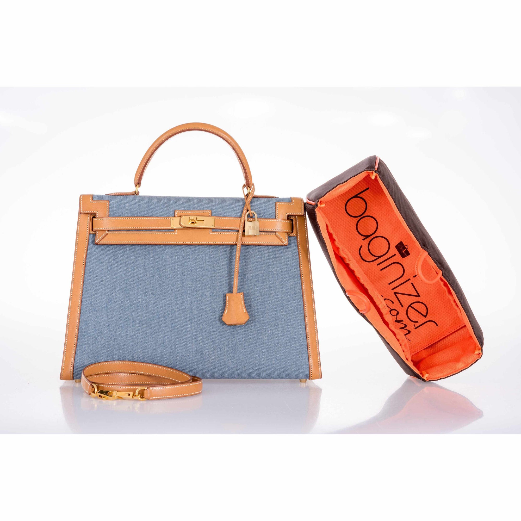 Hermès Kelly 35 Blue Denim With Barenia Gold Hardware