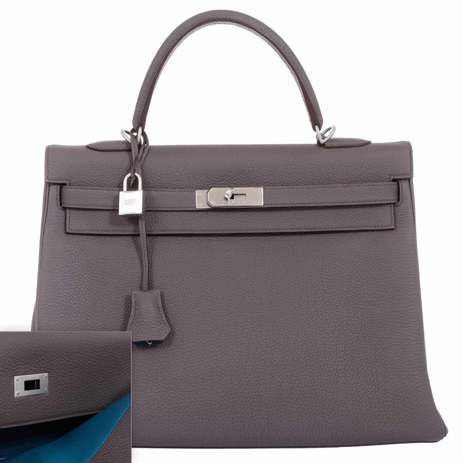 Hermès Kelly 35 HSS Etain Blue Tempete Togo Brushed Palladium Hardware