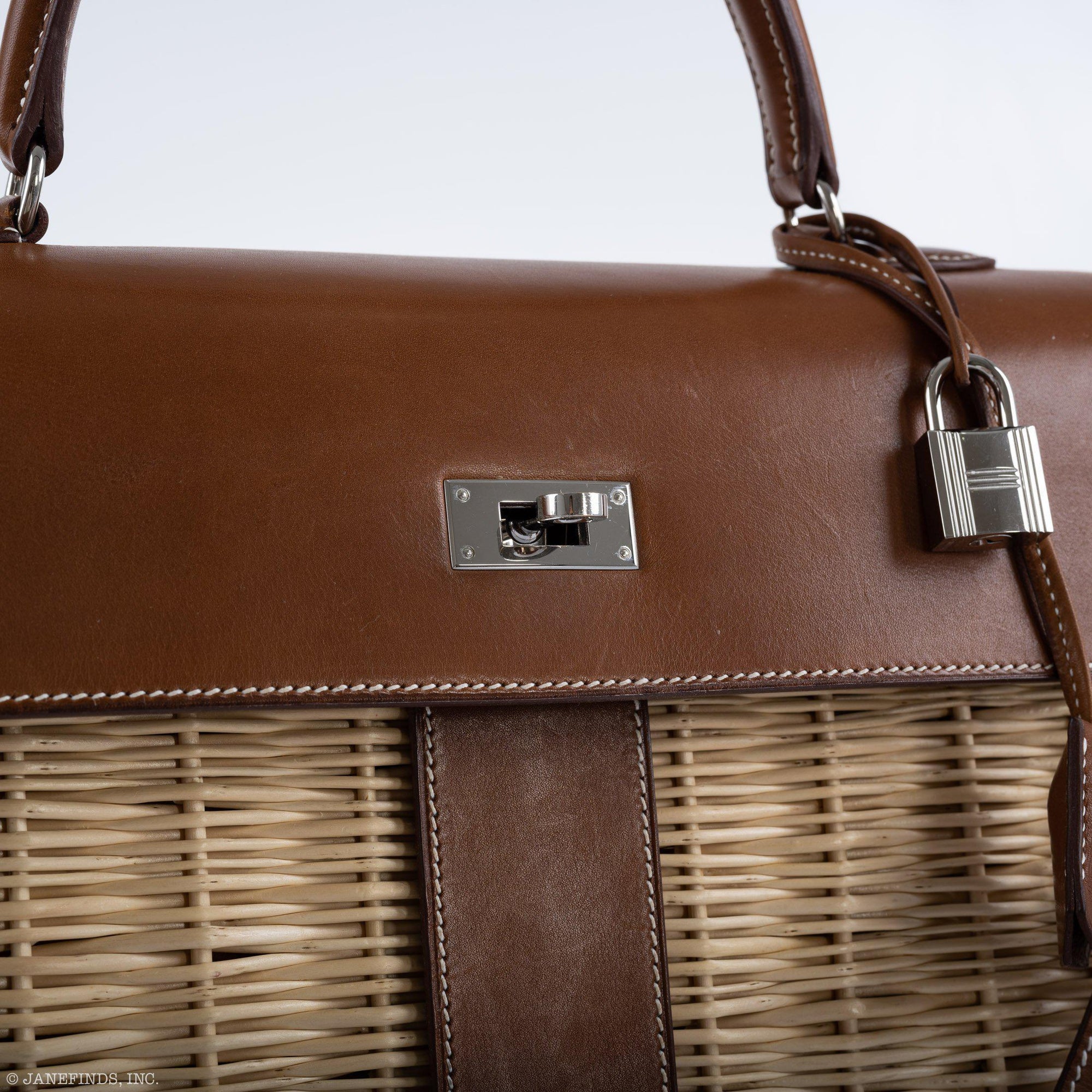 Hermès Kelly 35 Picnic Fauve Barenia Osier Wicker Palladium Hardware