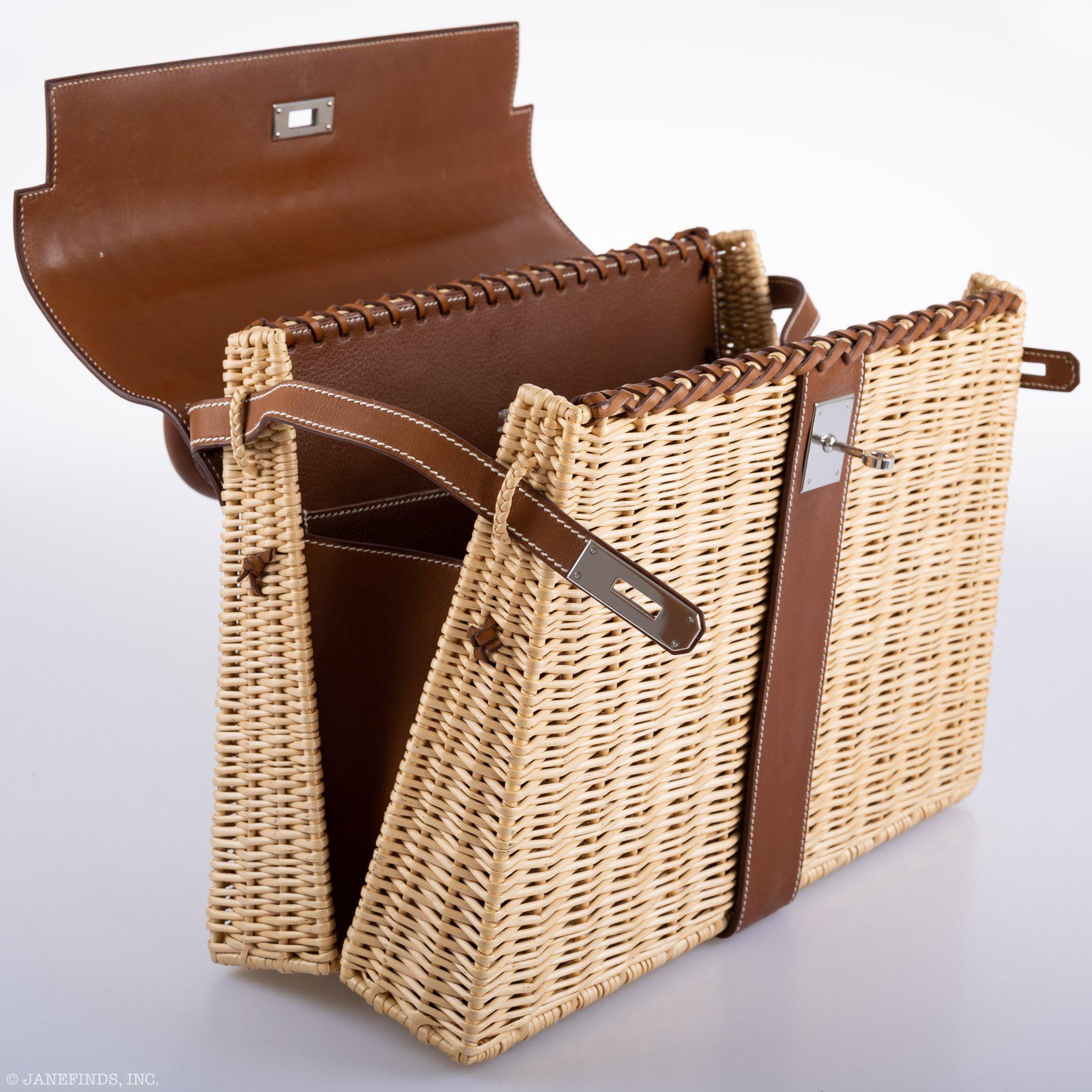 Hermès Kelly 35 Picnic Fauve Barenia Osier Wicker Palladium Hardware