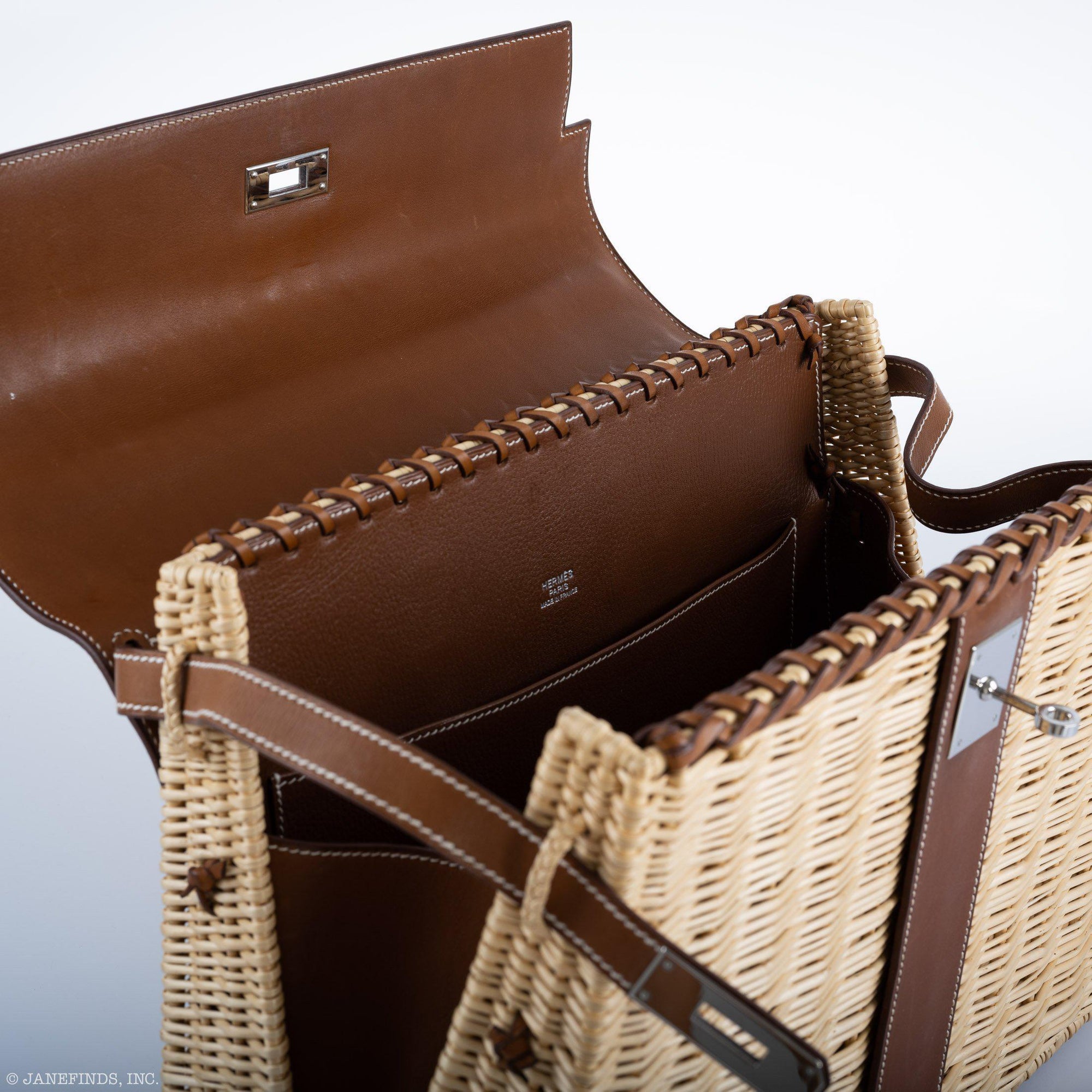 Hermès Kelly 35 Picnic Fauve Barenia Osier Wicker Palladium Hardware