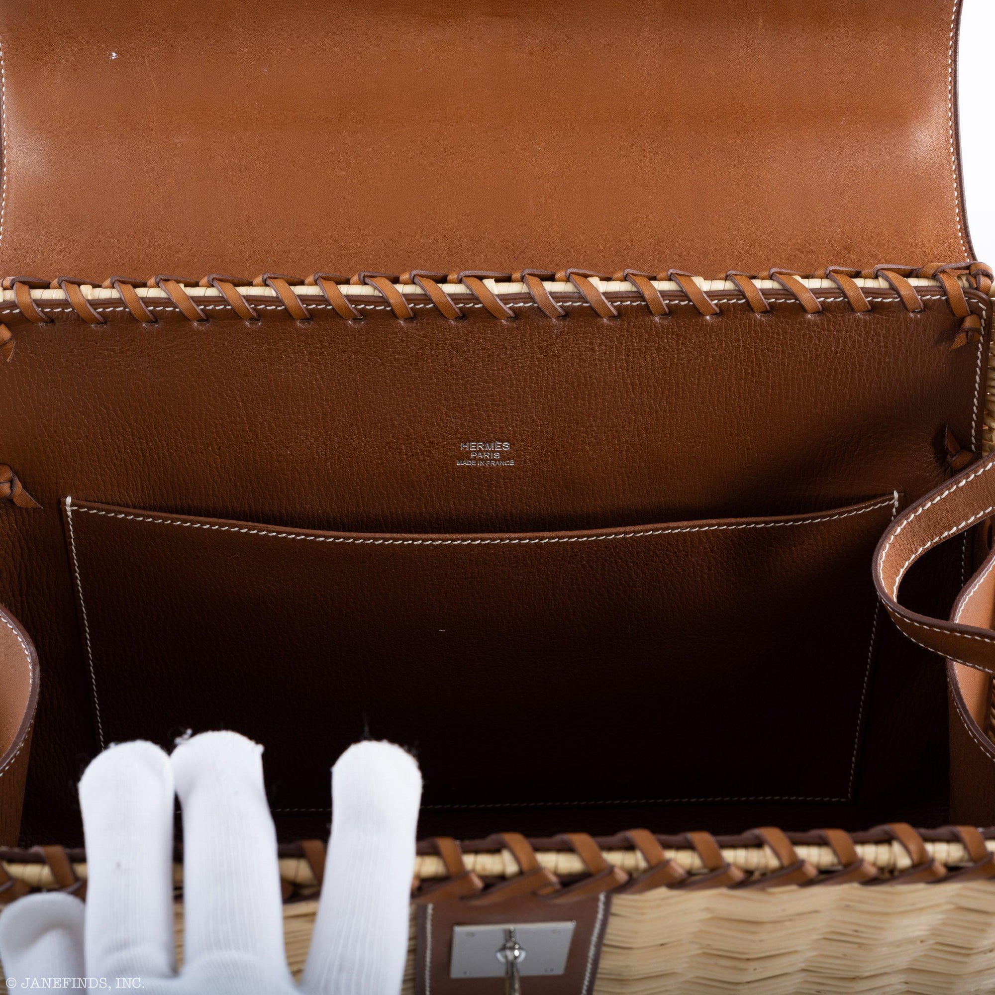 Hermès Kelly 35 Picnic Fauve Barenia Osier Wicker Palladium Hardware