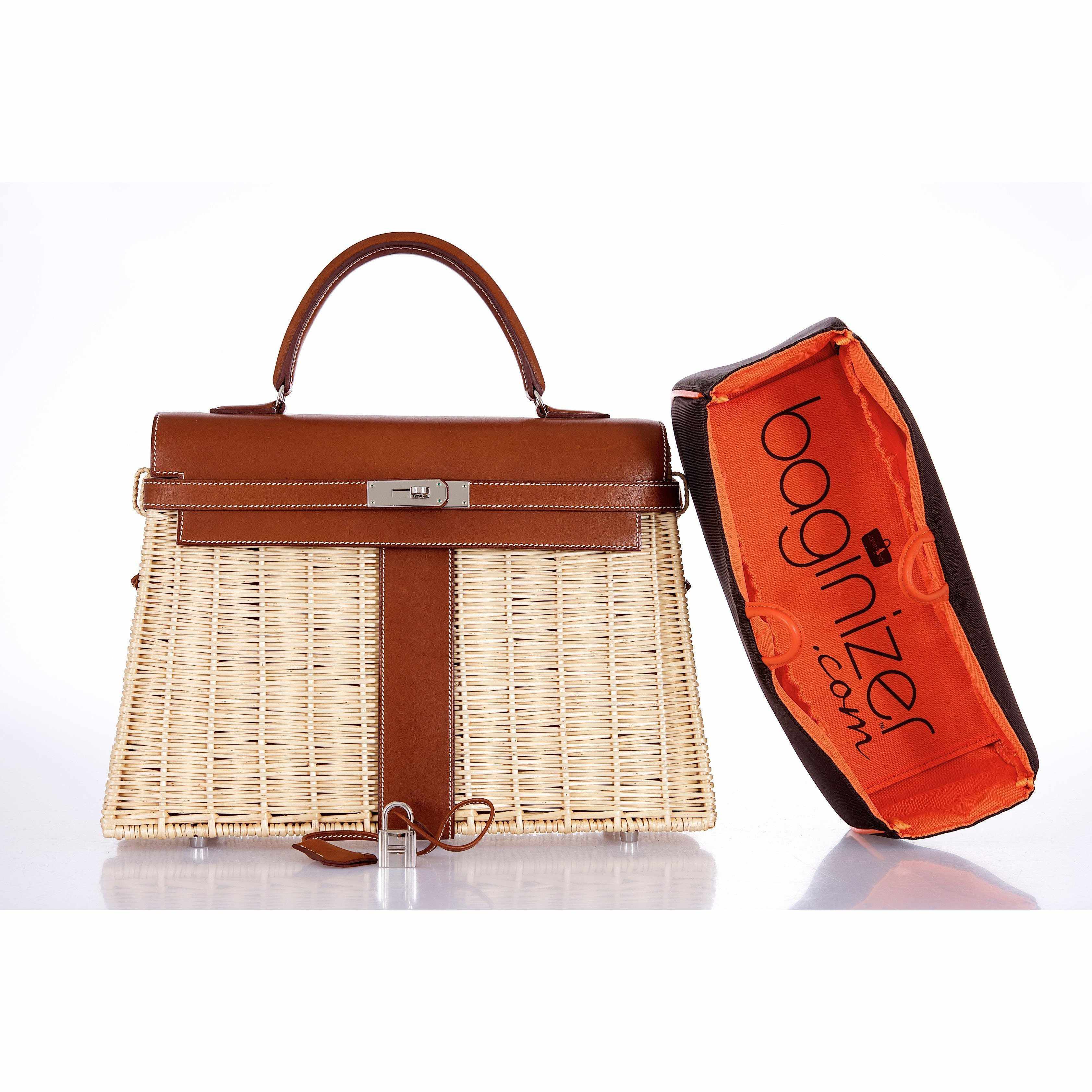 Hermès Kelly 35 Picnic Fauve Barenia Osier Wicker Palladium Hardware