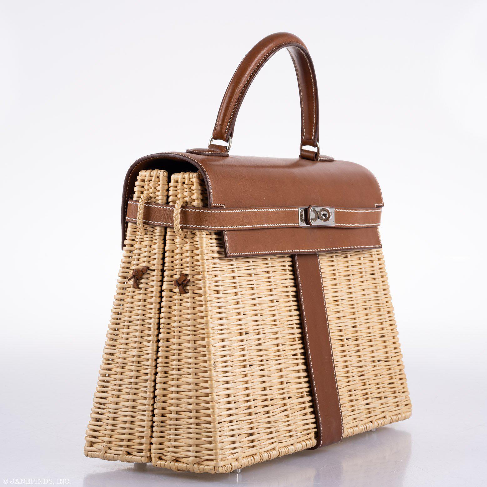 Hermès Kelly 35 Picnic Fauve Barenia Osier Wicker Palladium Hardware