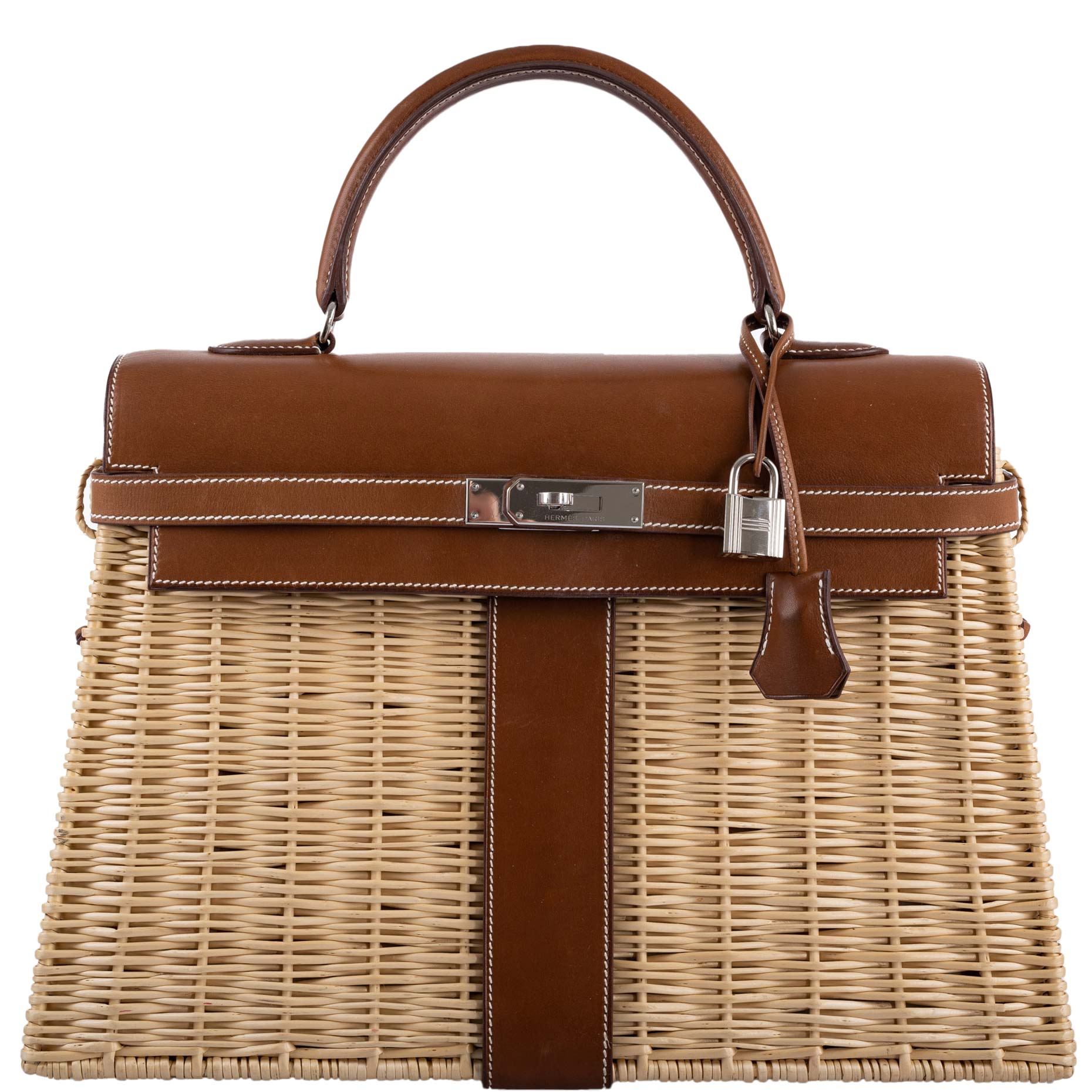 Hermès Kelly 35 Picnic Fauve Barenia Osier Wicker Palladium