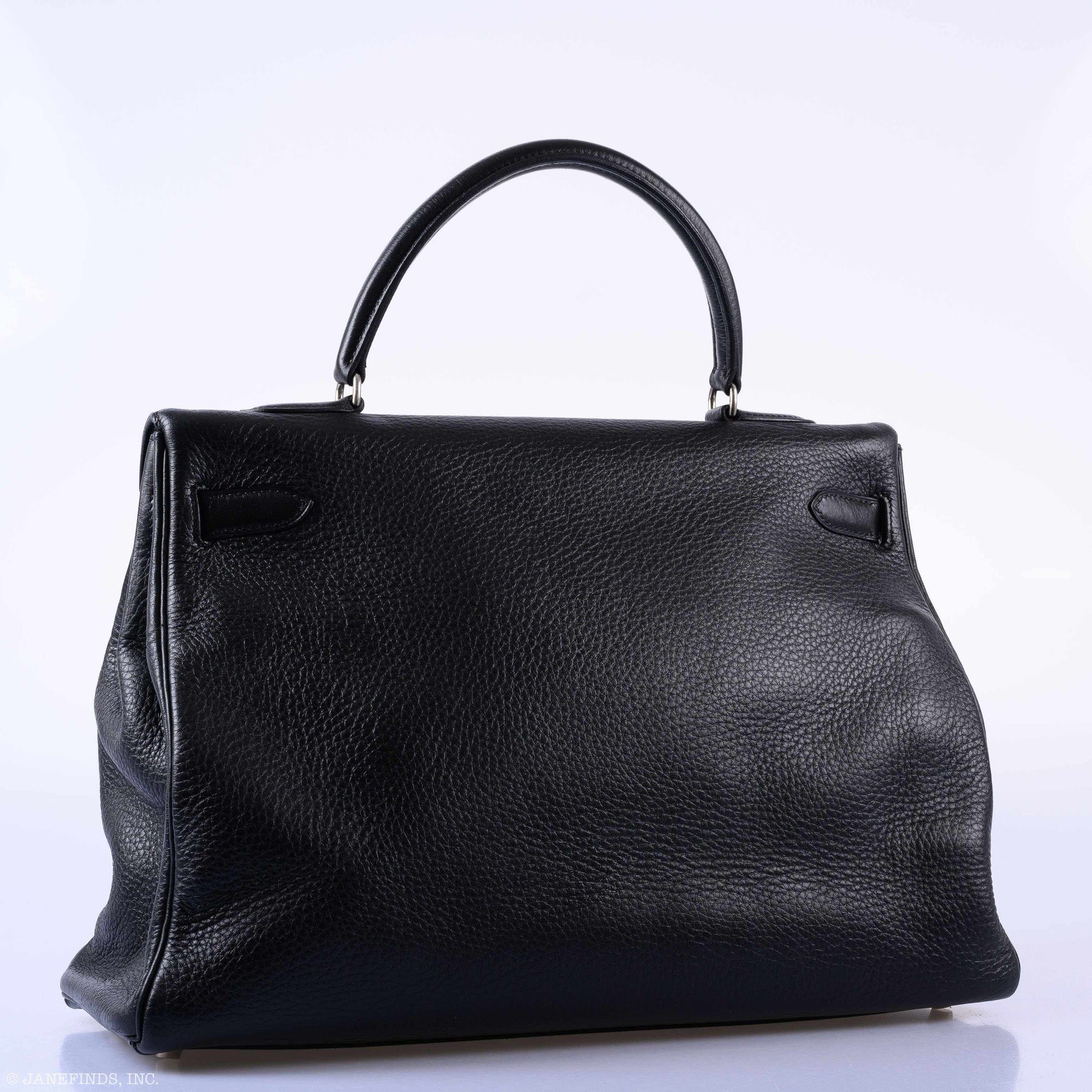Hermès Kelly 35 Retourne Black Clemence Palladium Hardware