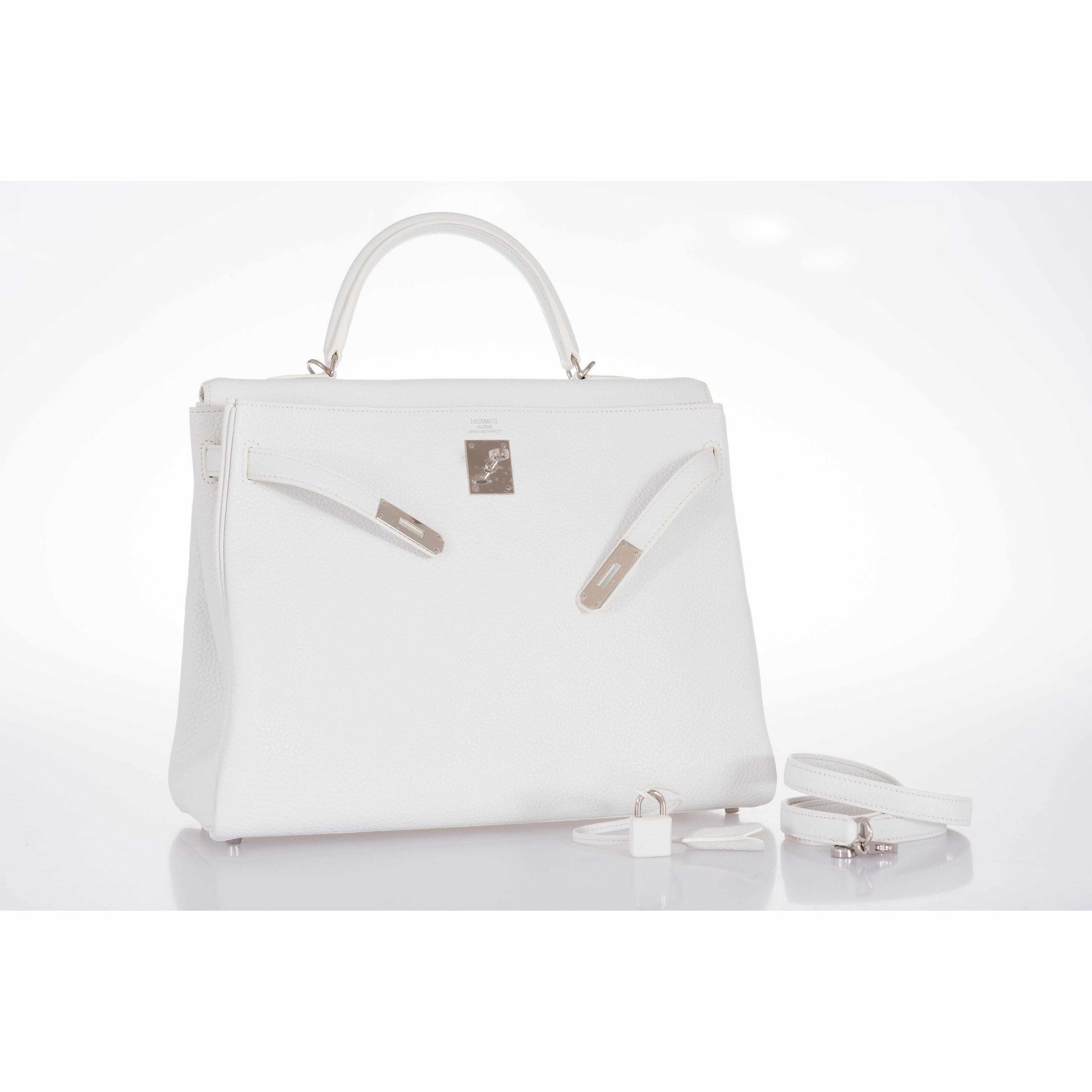 Hermès Kelly 35 Retourné Blanc Togo Palladium Hardware