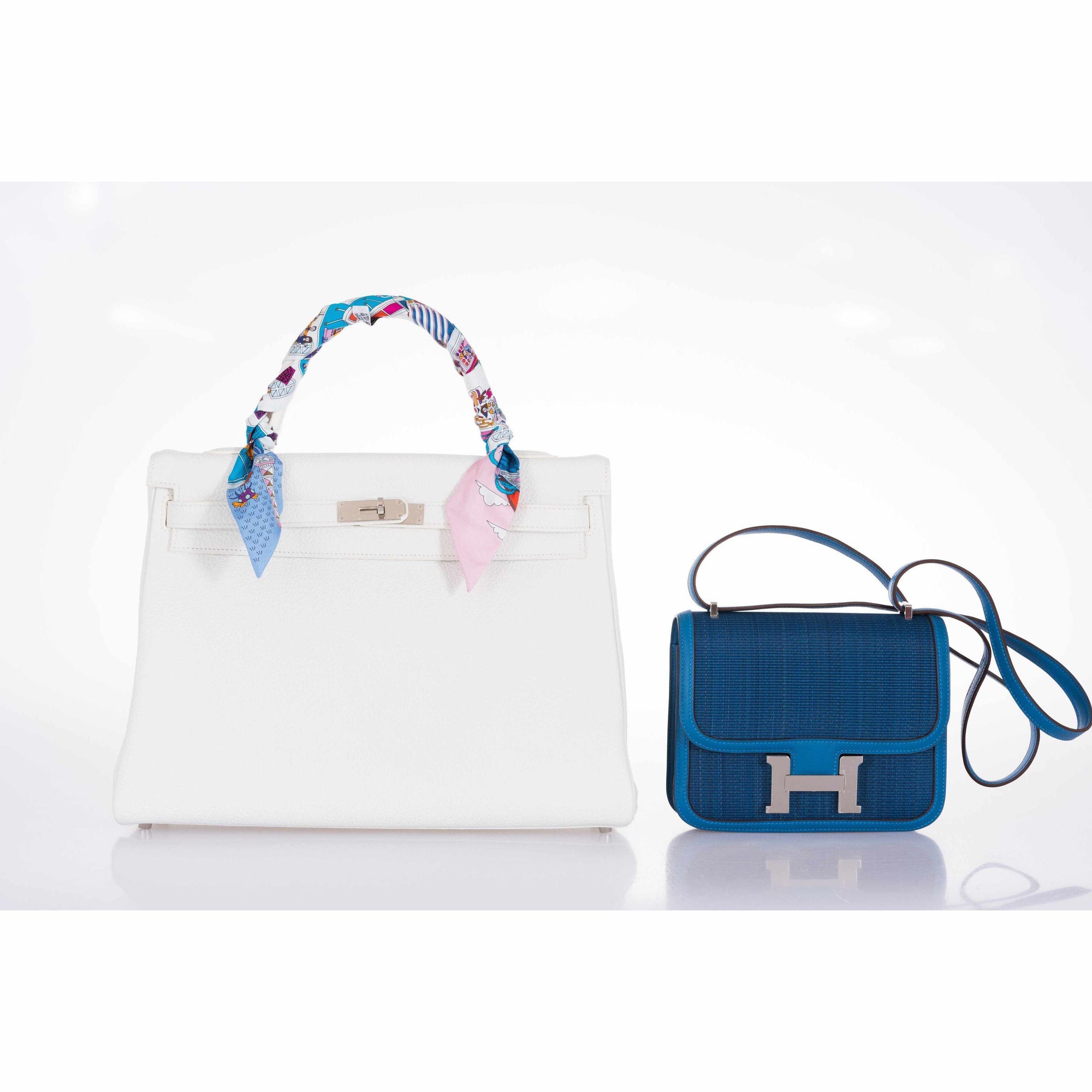 Hermès Kelly 35 Retourné Blanc Togo Palladium Hardware