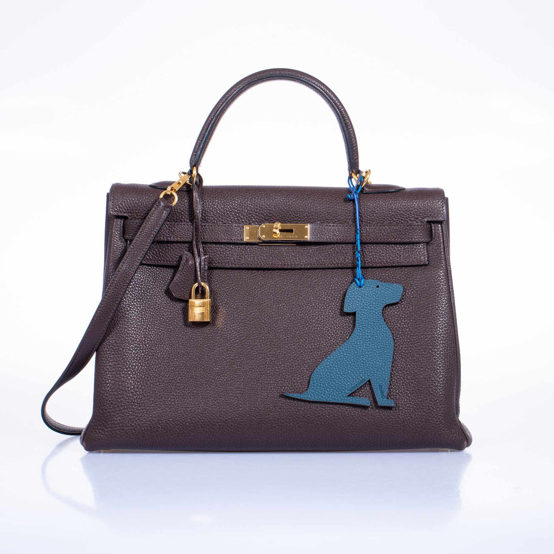 Hermès Kelly 35 Retourne Chocolat Clemence Gold Hardware