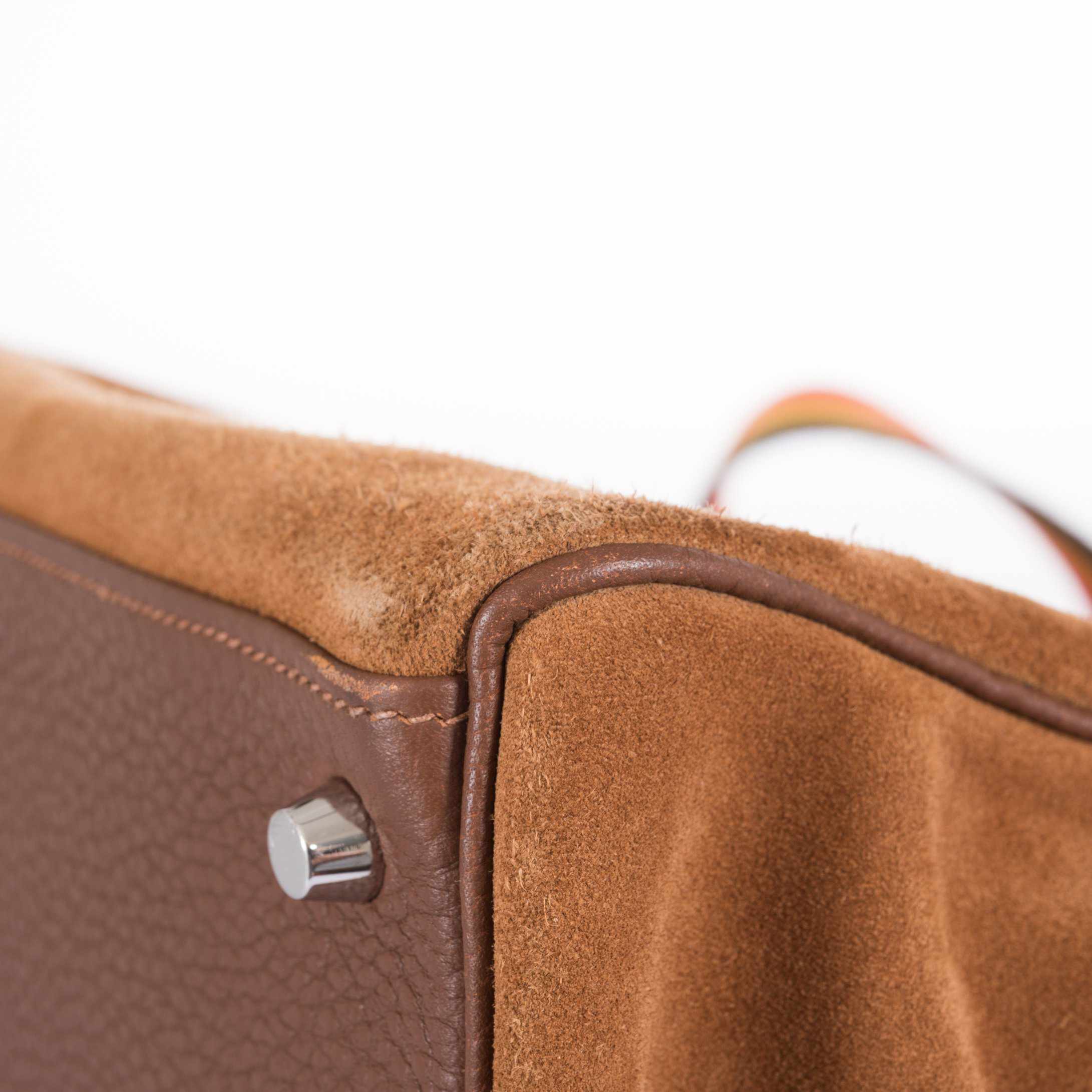 Hermès Kelly 35 Retourne Grizzly Fauve Veau Doblis and Gold Togo Palladium Hardware