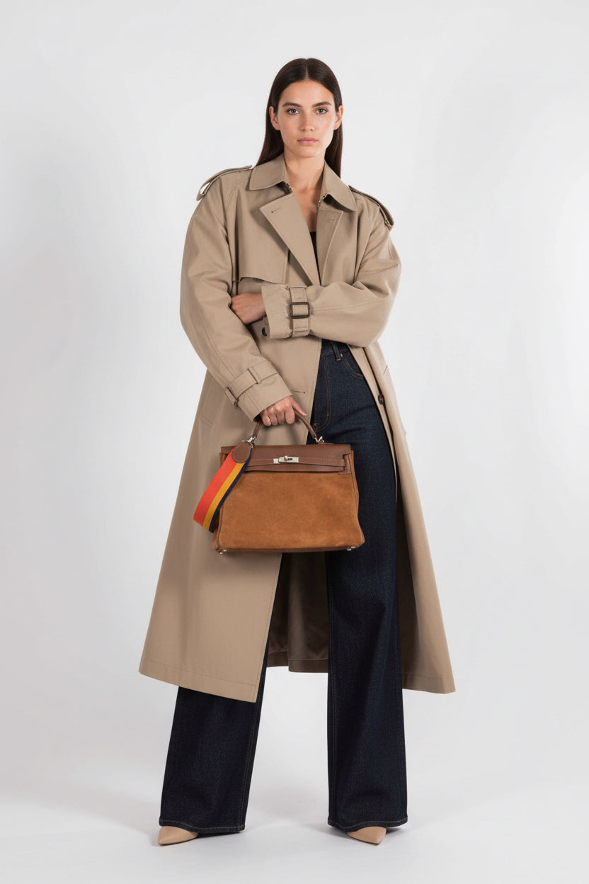 Hermès Kelly 35 Retourne Grizzly Fauve Veau Doblis and Gold Togo Palladium Hardware