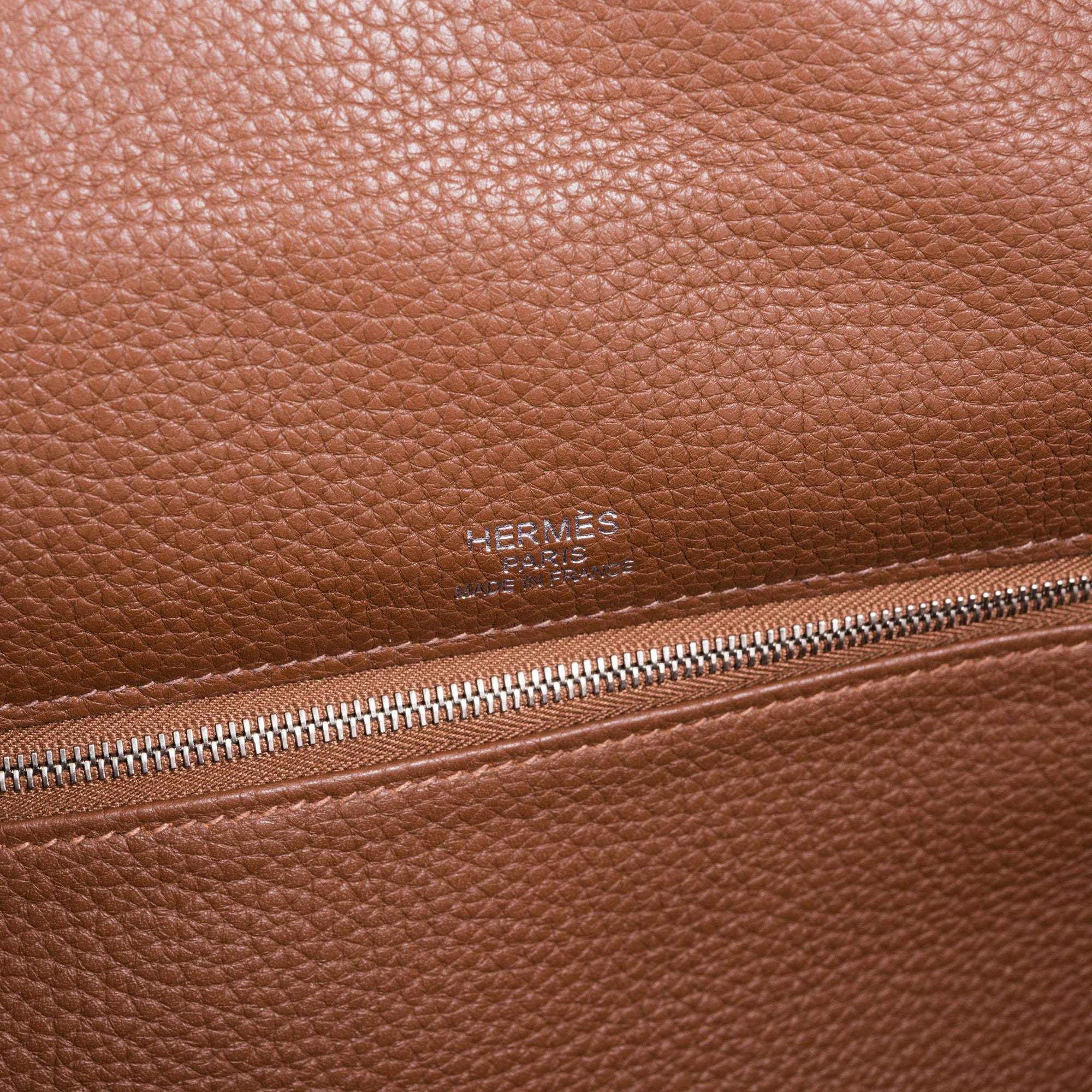 Hermès Kelly 35 Retourne Grizzly Fauve Veau Doblis and Gold Togo Palladium Hardware