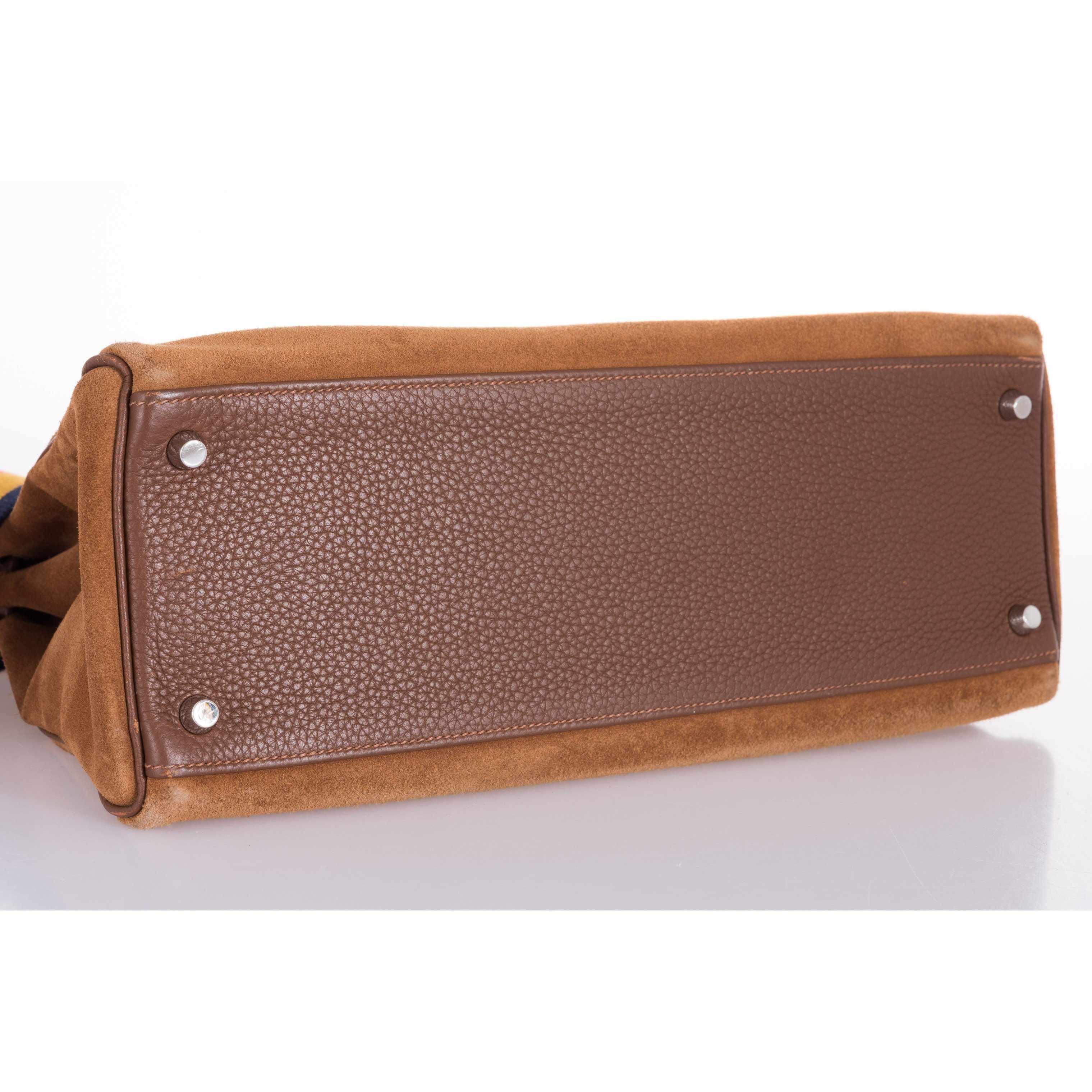 Hermès Kelly 35 Retourne Grizzly Fauve Veau Doblis and Gold Togo Palladium Hardware