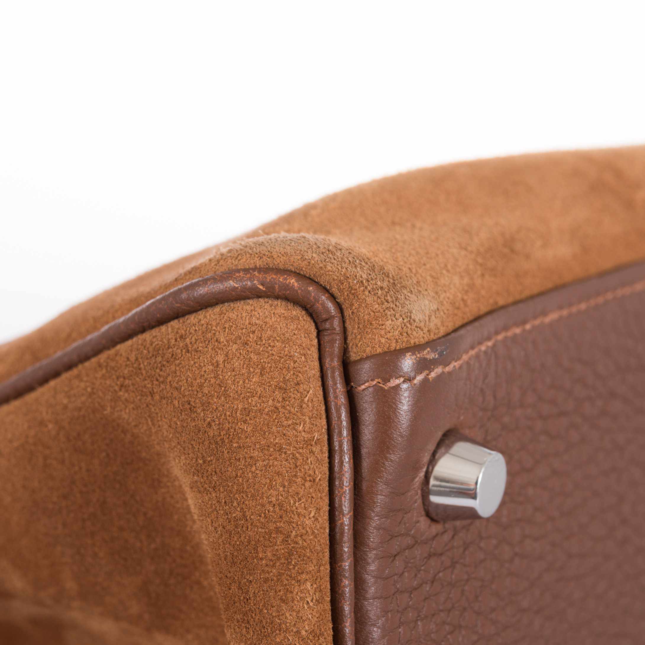 Hermès Kelly 35 Retourne Grizzly Fauve Veau Doblis and Gold Togo Palladium Hardware