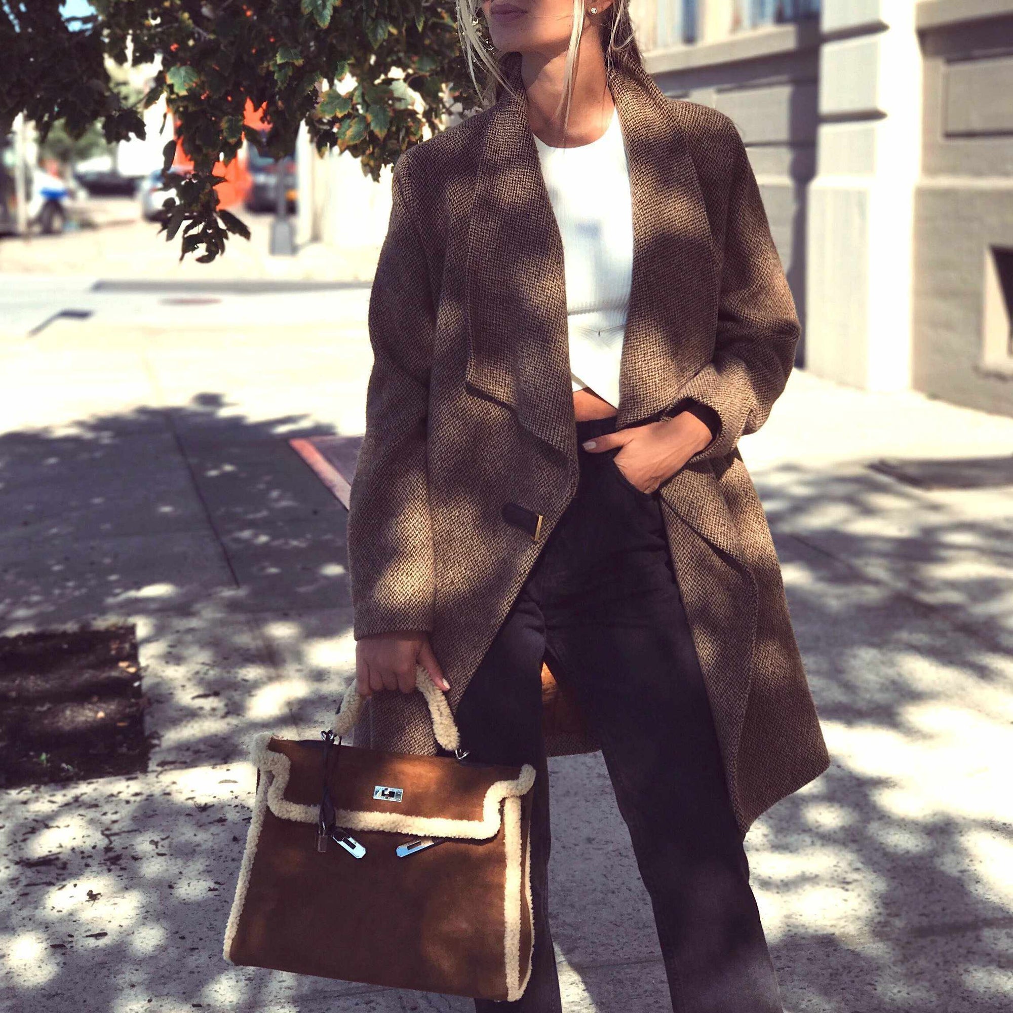 Hermès Kelly 35 Retourne Shearling/Ébène Barenia Palladium Hardware