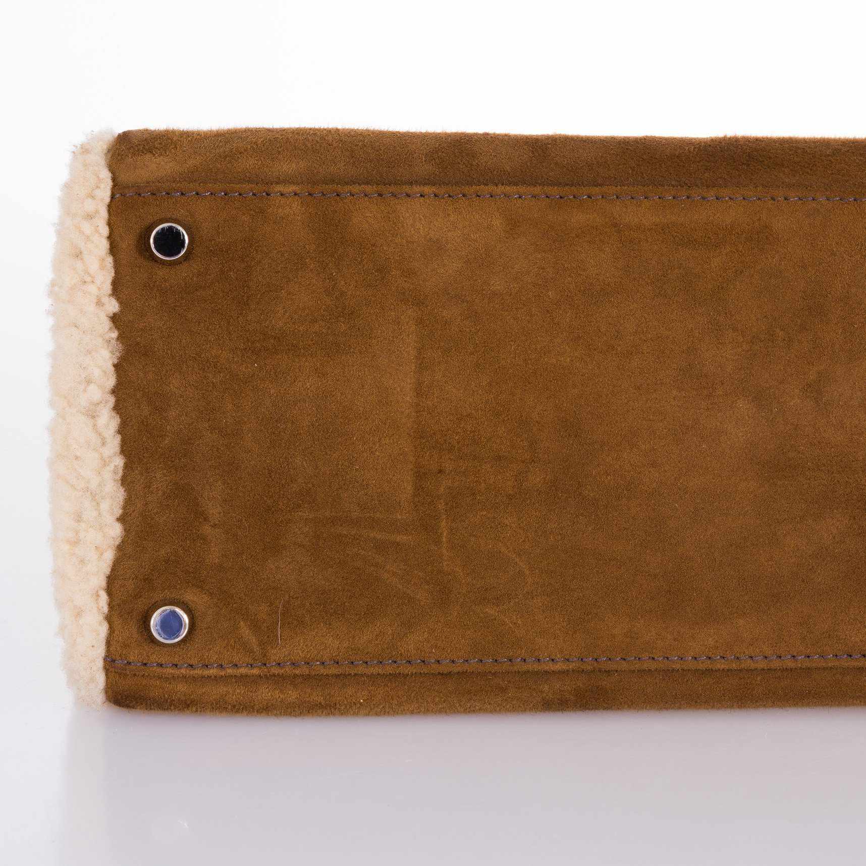Hermès Kelly 35 Retourne Shearling/Ébène Barenia Palladium Hardware