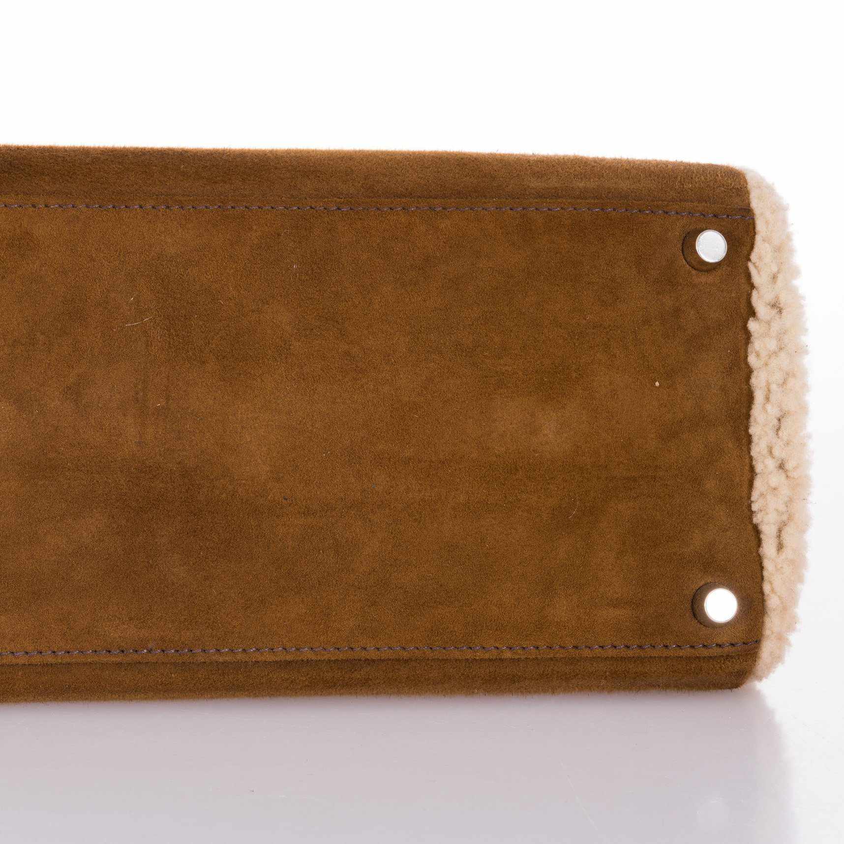 Hermès Kelly 35 Retourne Shearling/Ébène Barenia Palladium Hardware