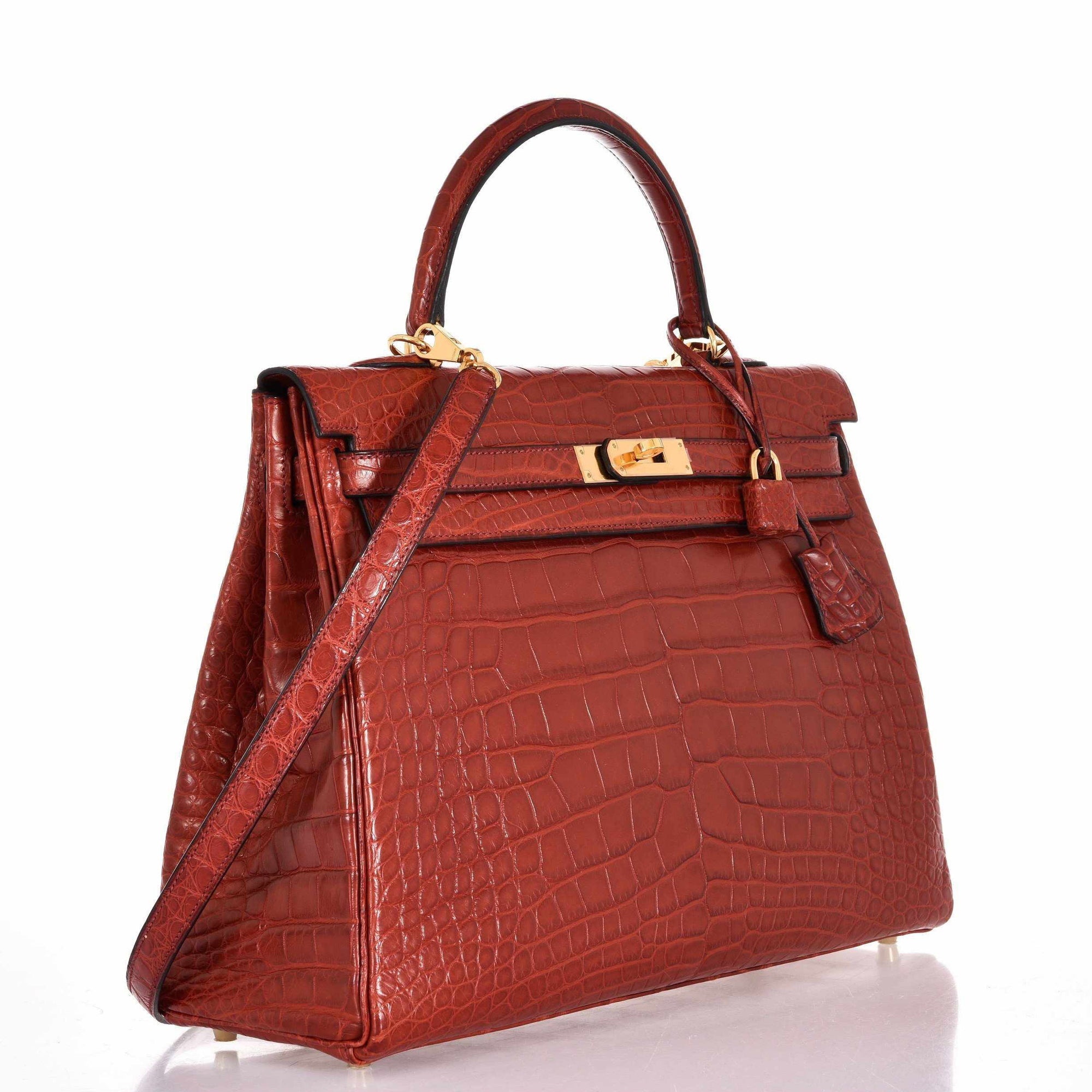 Hermès Kelly 35 Rouge H Matte Alligator Gold Hardware