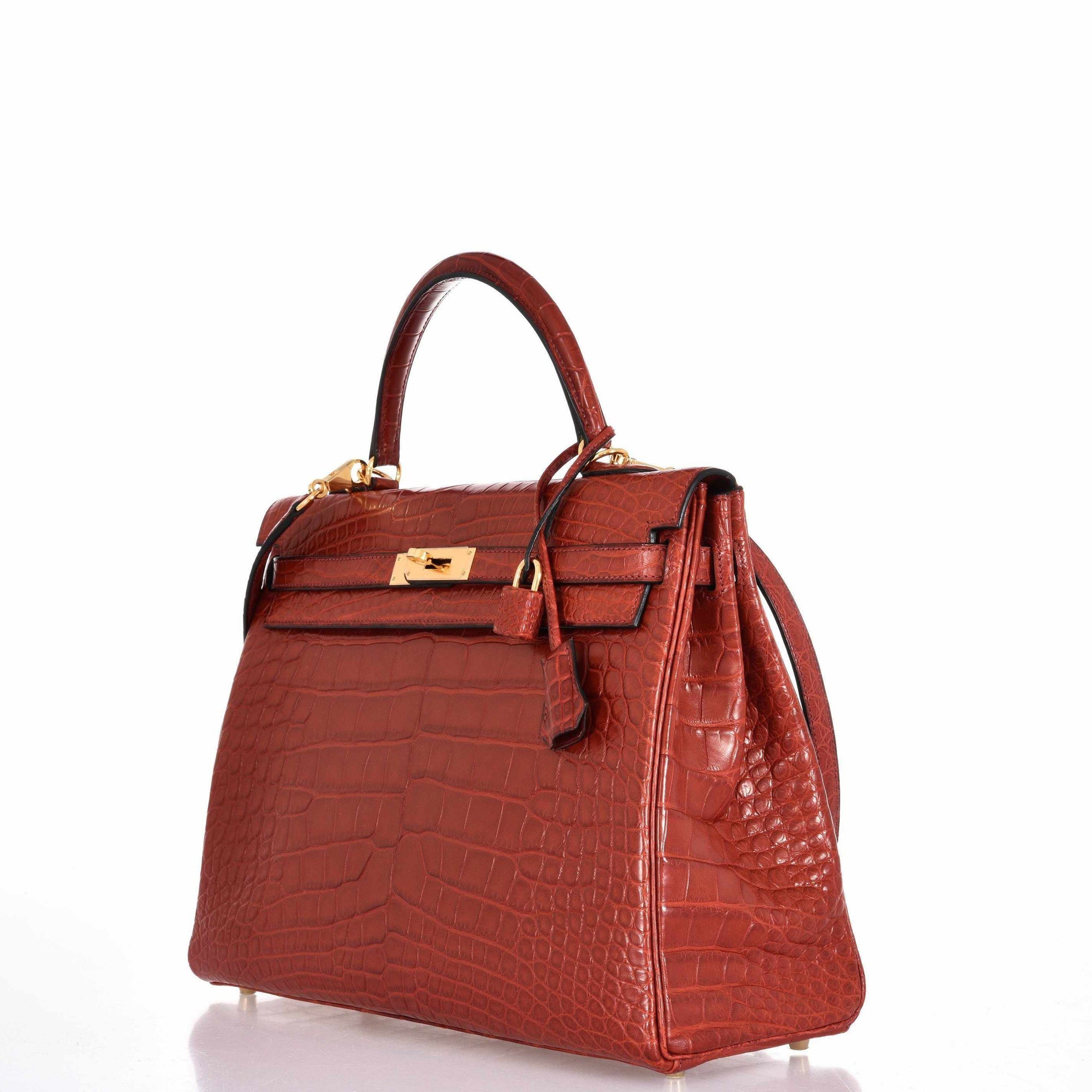 Hermès Kelly 35 Rouge H Matte Alligator Gold Hardware