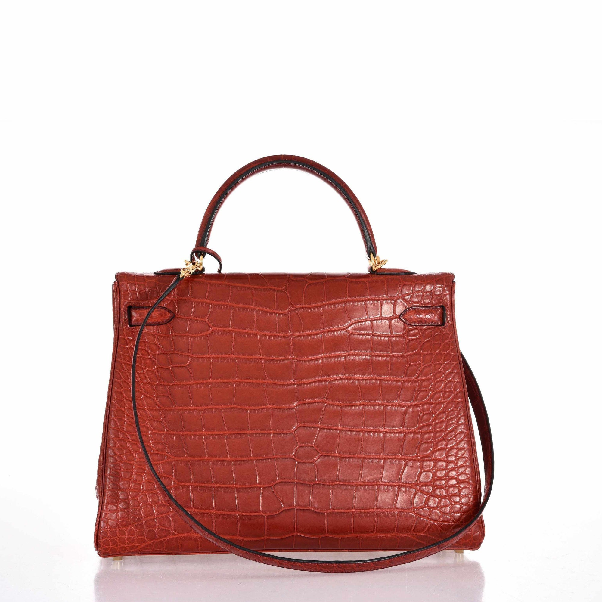 Hermès Kelly 35 Rouge H Matte Alligator Gold Hardware