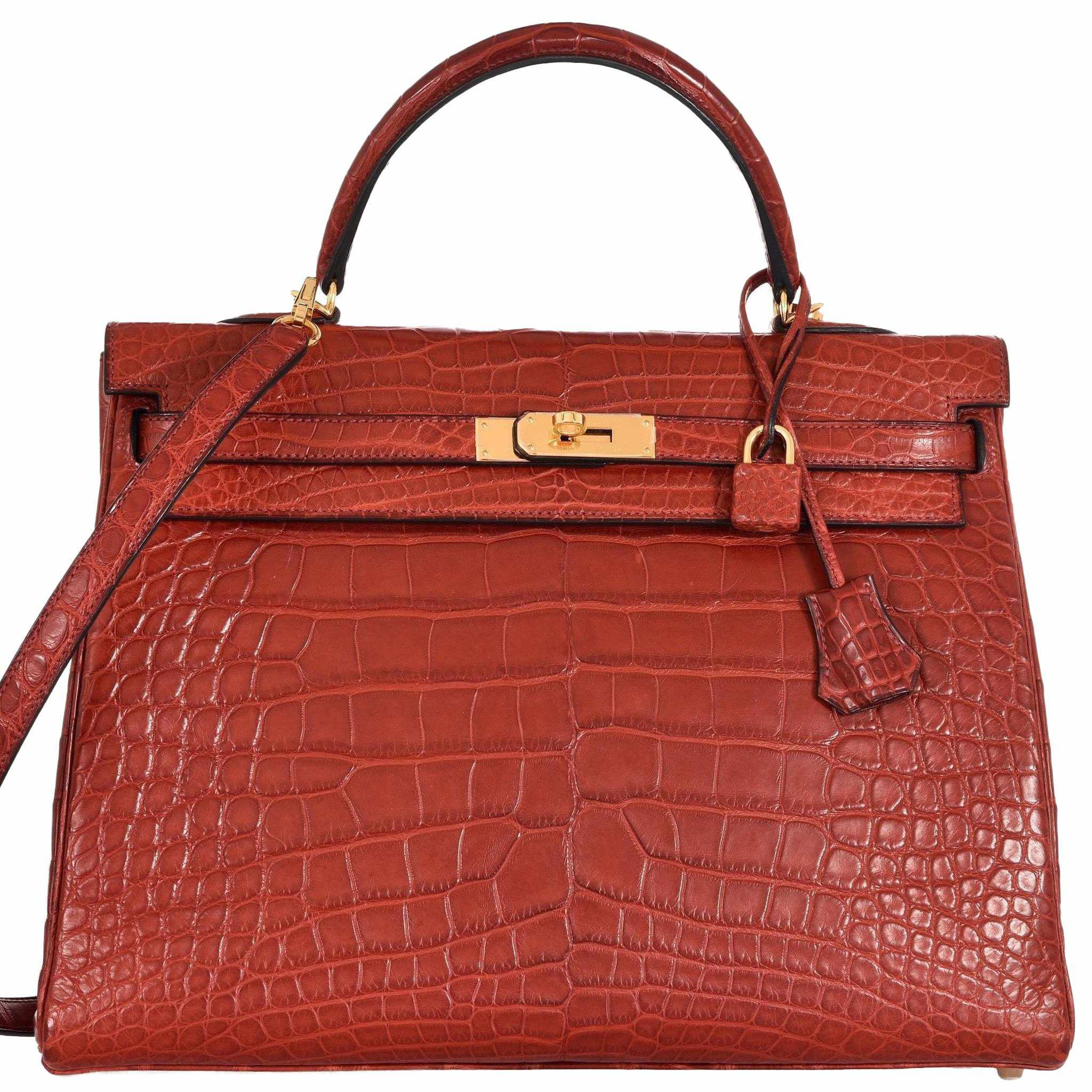 Hermès Kelly 35 Rouge H Matte Alligator Gold Hardware