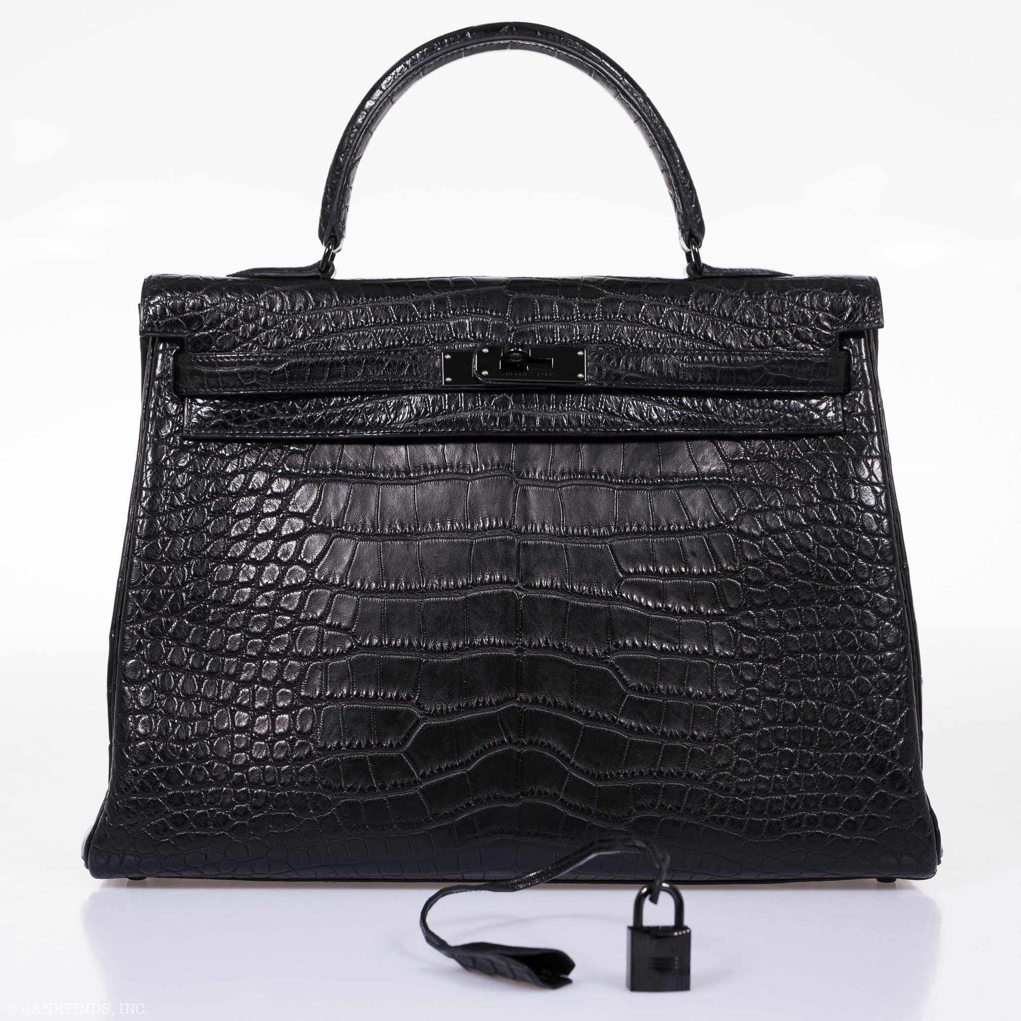 Hermès Kelly 35 SO Black Matte Alligator Black Hardware