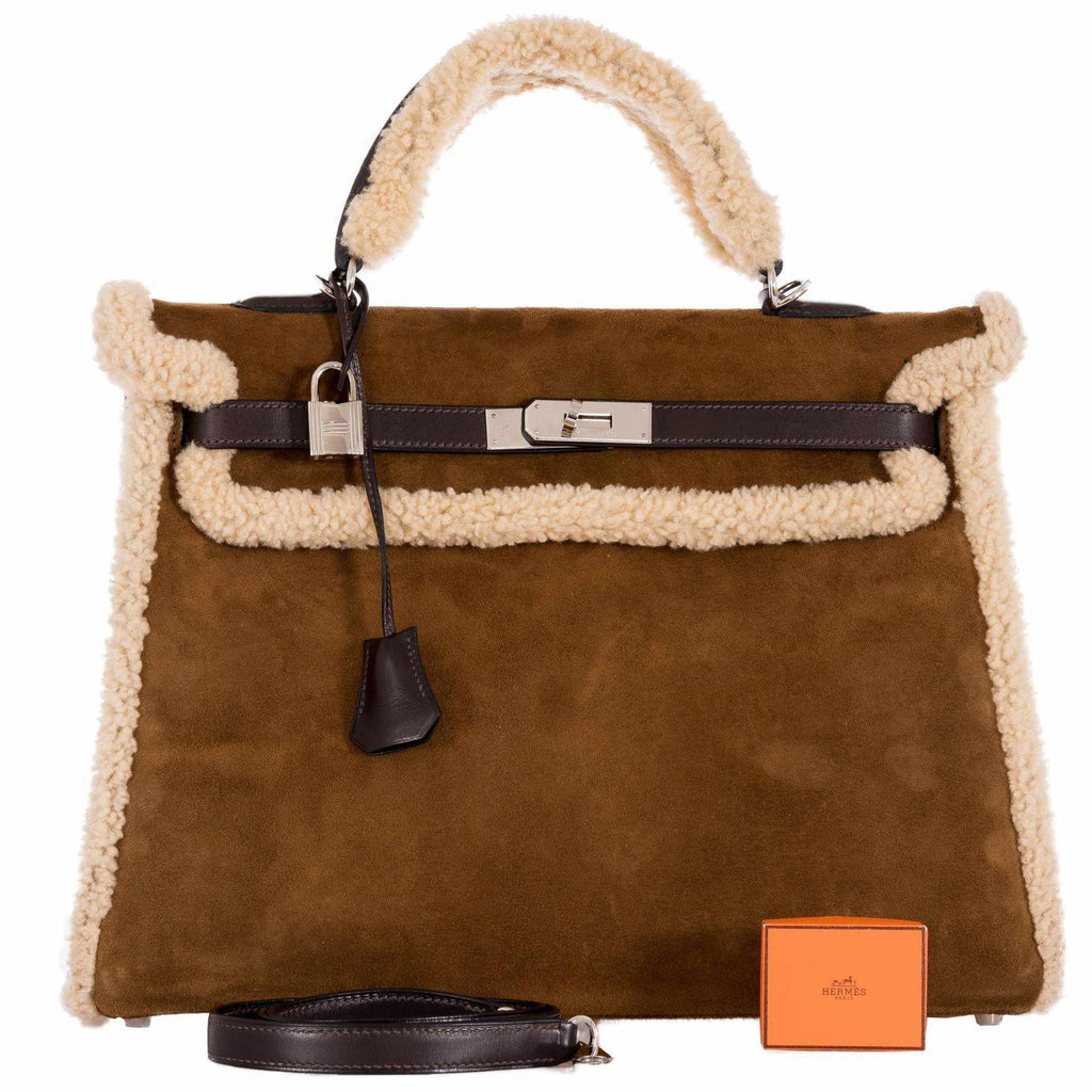 Hermès Vintage Kelly Fauve Barenia Crinoline Retourne Handbag
