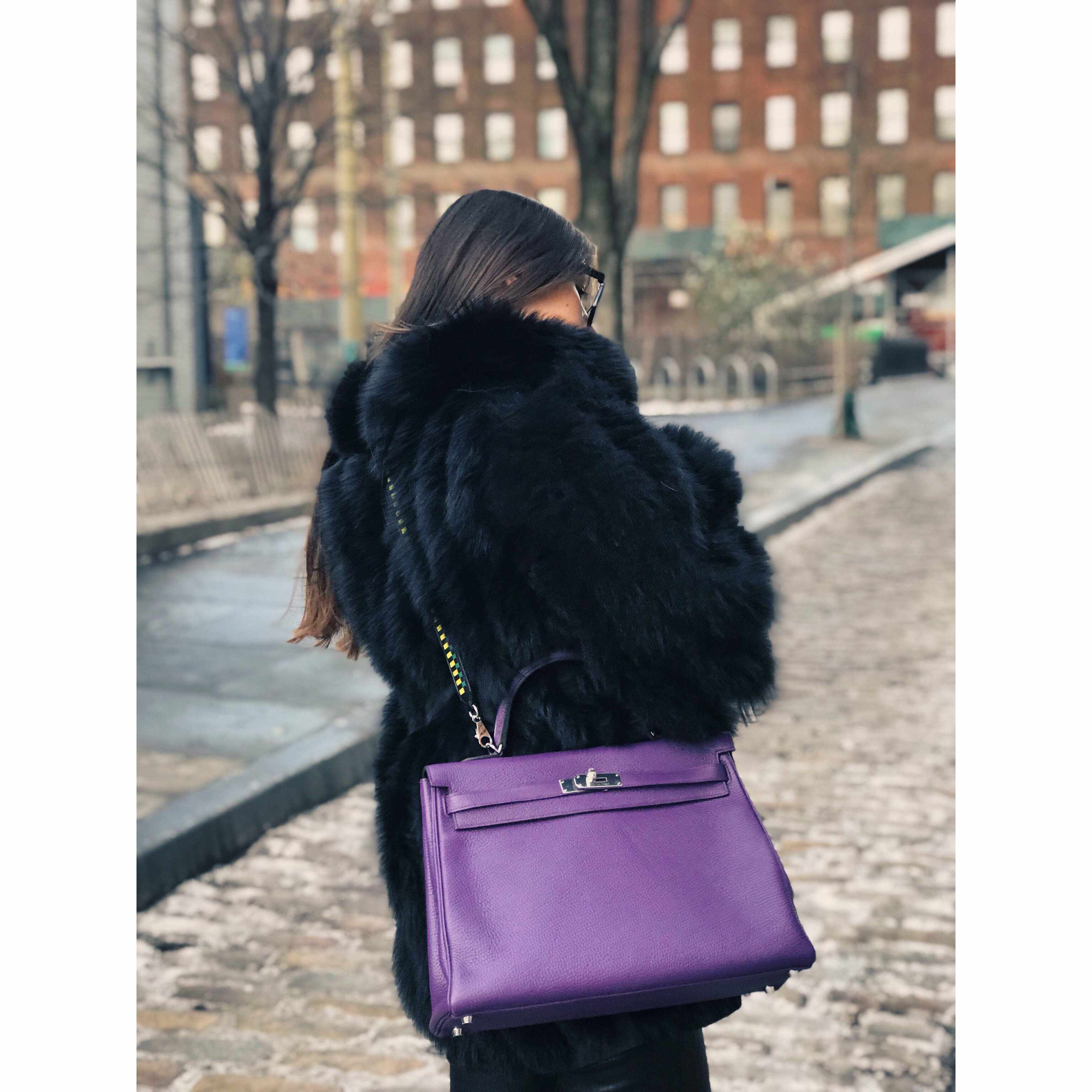 Hermès Kelly 35 Ultra Violet Clemence Amazone Strap Palladium Hardware