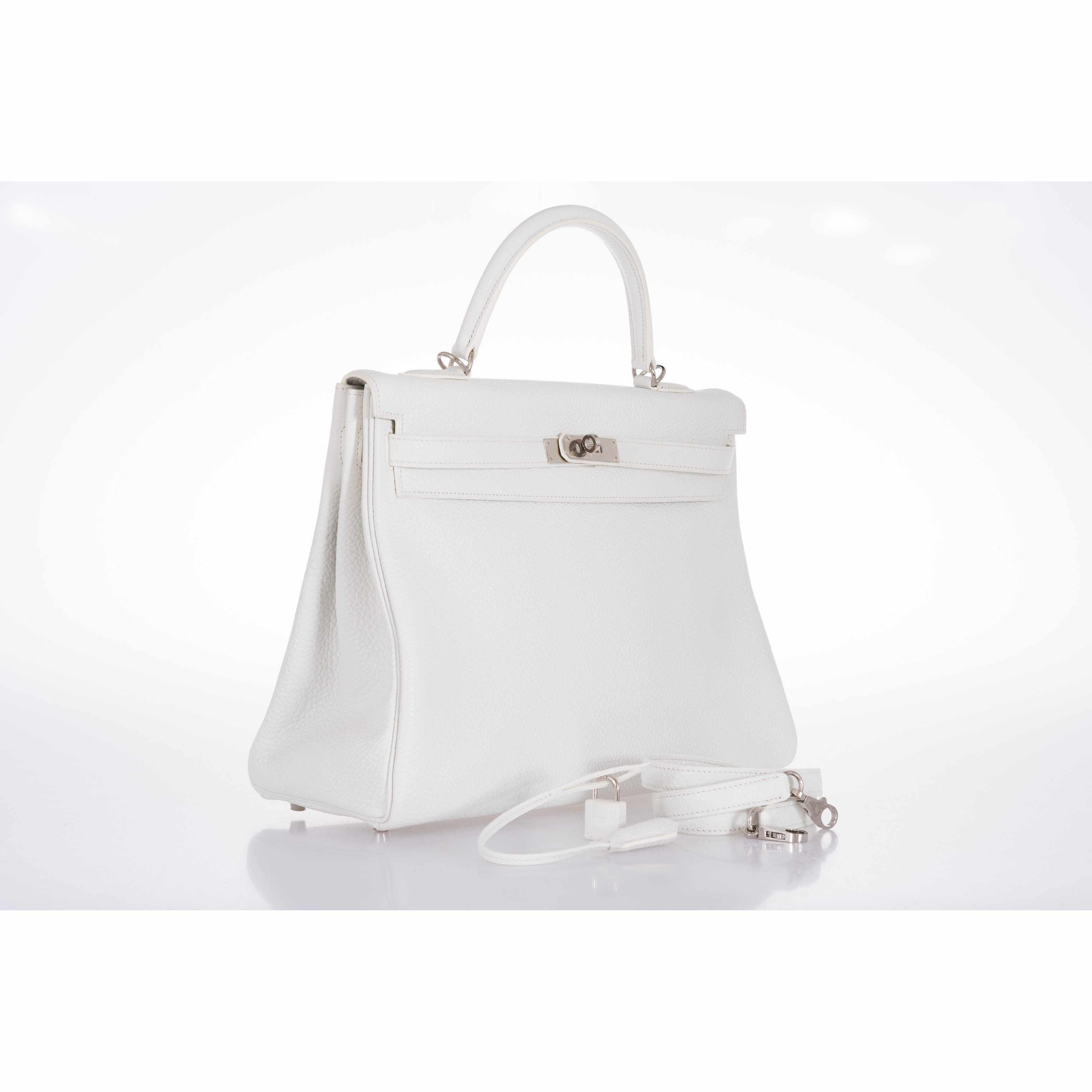 Hermès Kelly 35 White Togo Palladium Hardware