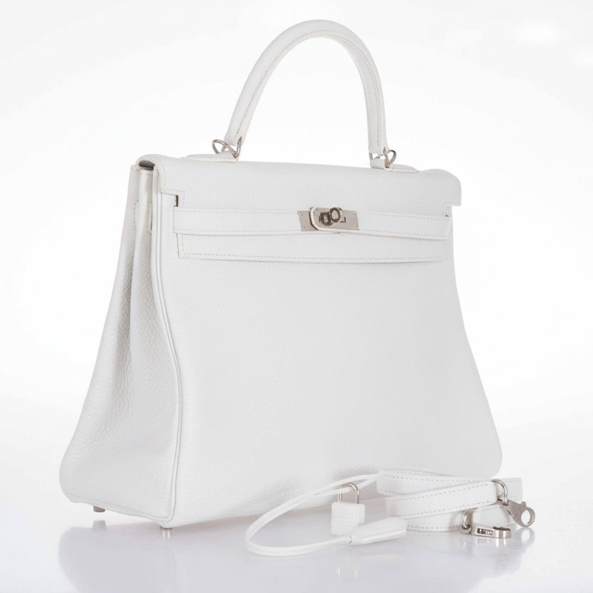 Hermès Kelly 35 White Togo Palladium Hardware