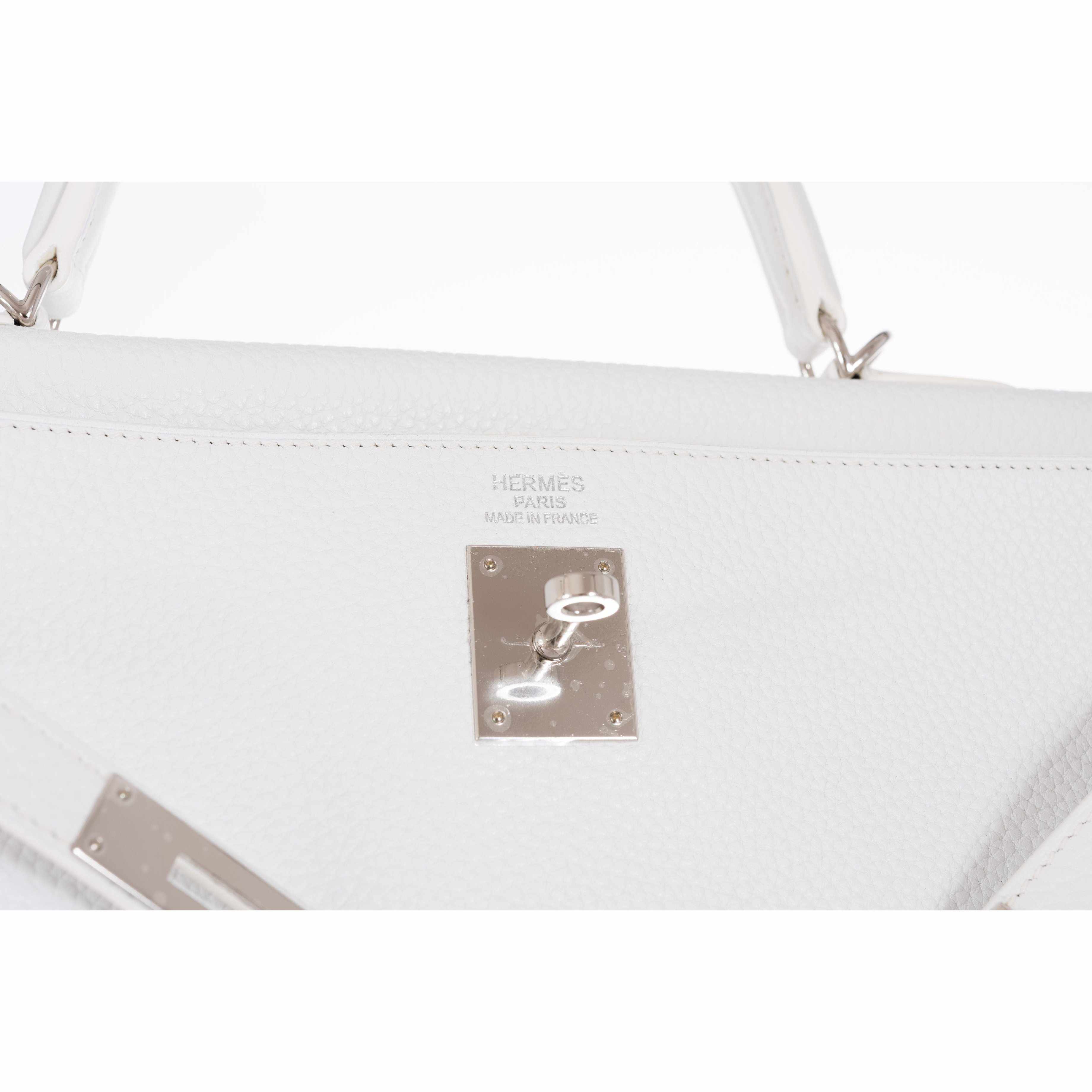 Hermès Kelly 35 White Togo Palladium Hardware