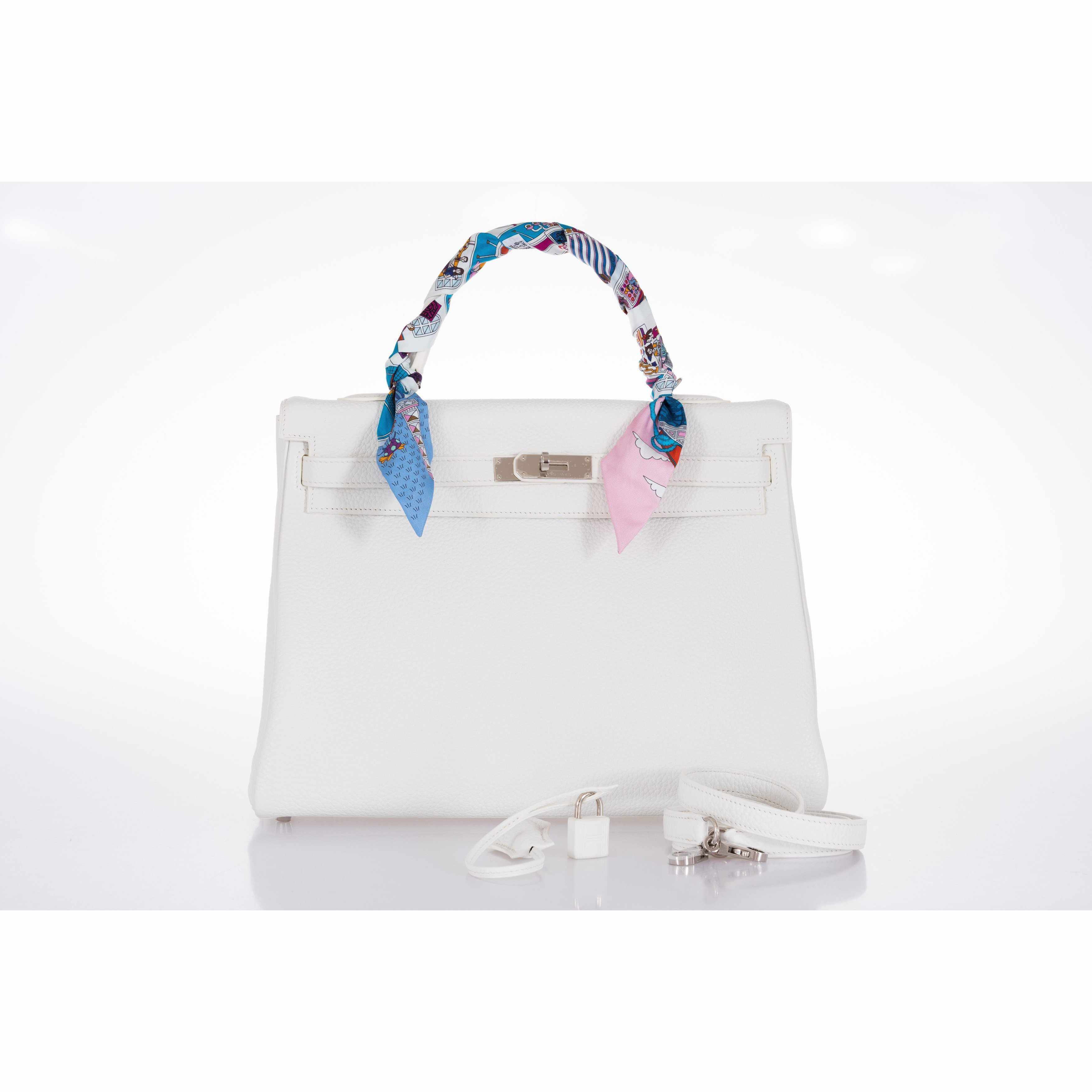 Hermès Kelly 35 White Togo Palladium Hardware