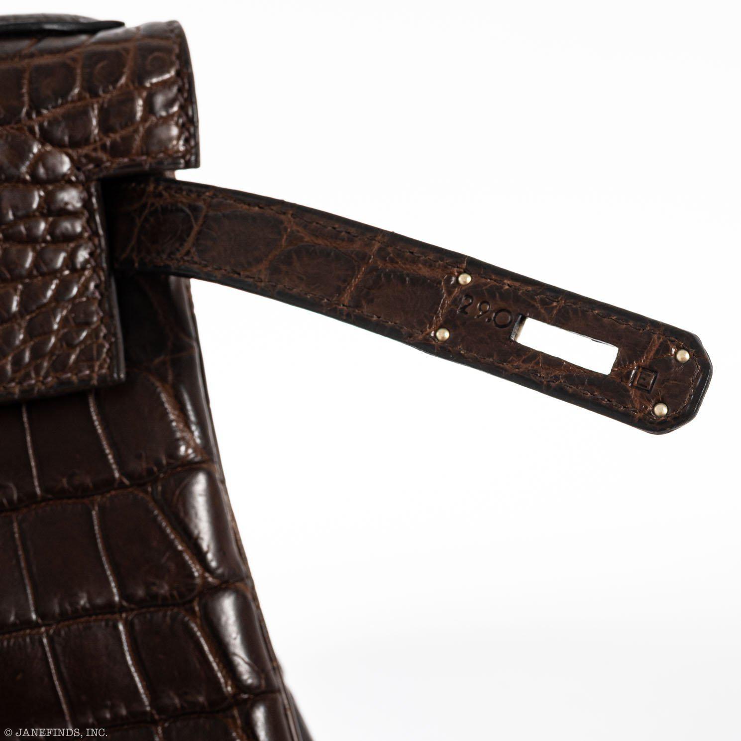 Hermès Kelly Ado GM Matte Havane Niloticus Crocodile Palladium Hardware