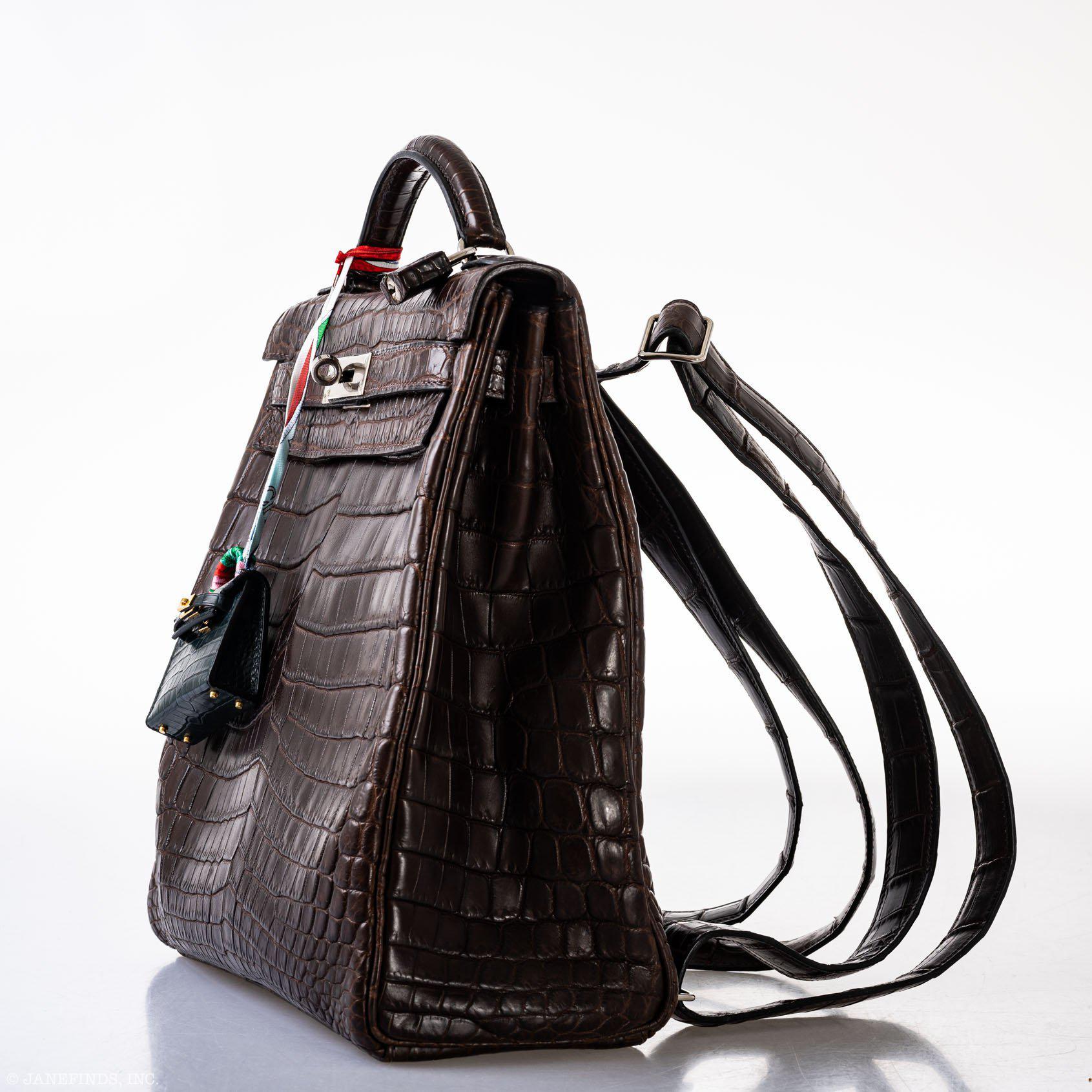 Hermès Kelly Ado GM Matte Havane Niloticus Crocodile Palladium Hardware